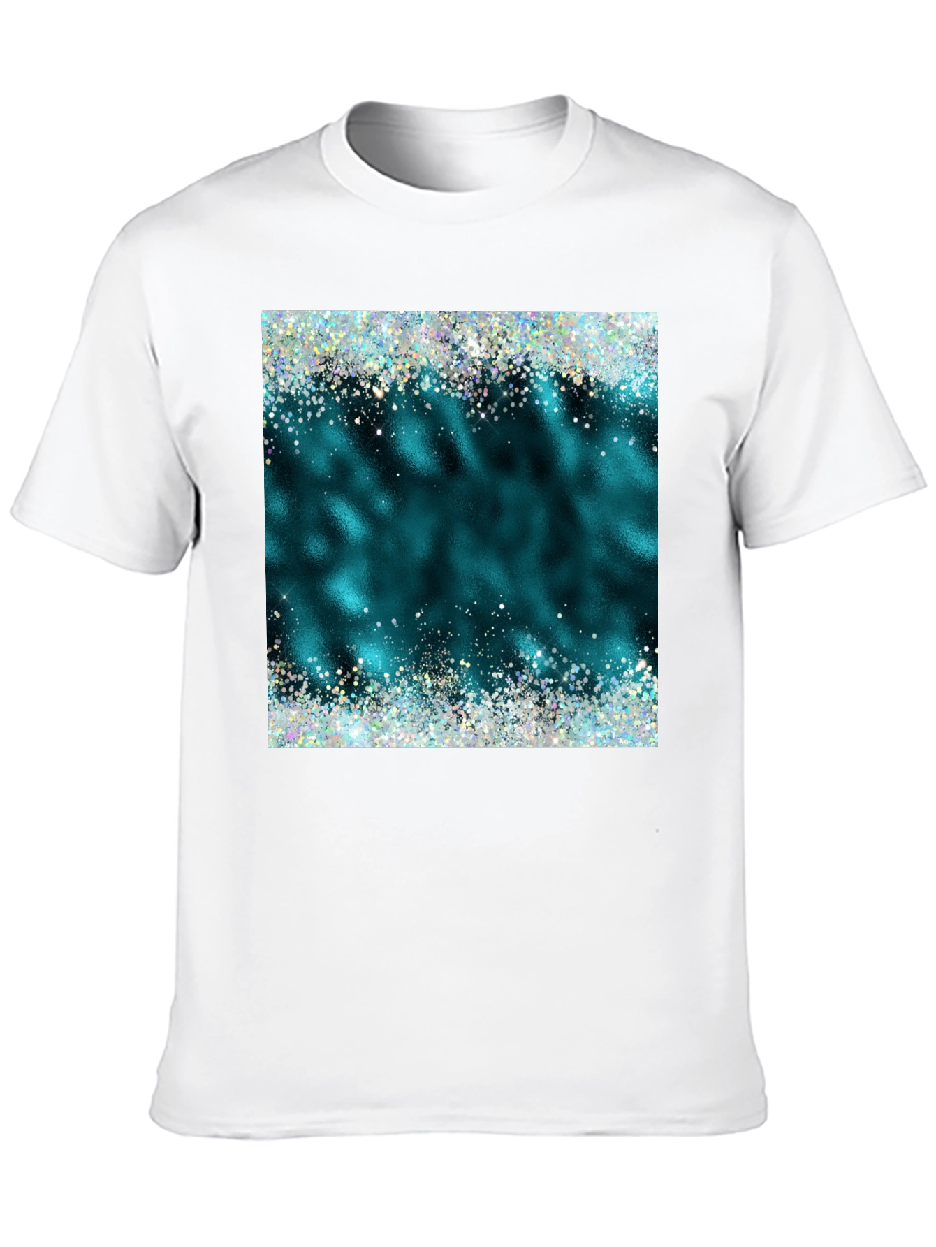 Teal Sparkle Graphic Tee - Trendy Casual Shirt