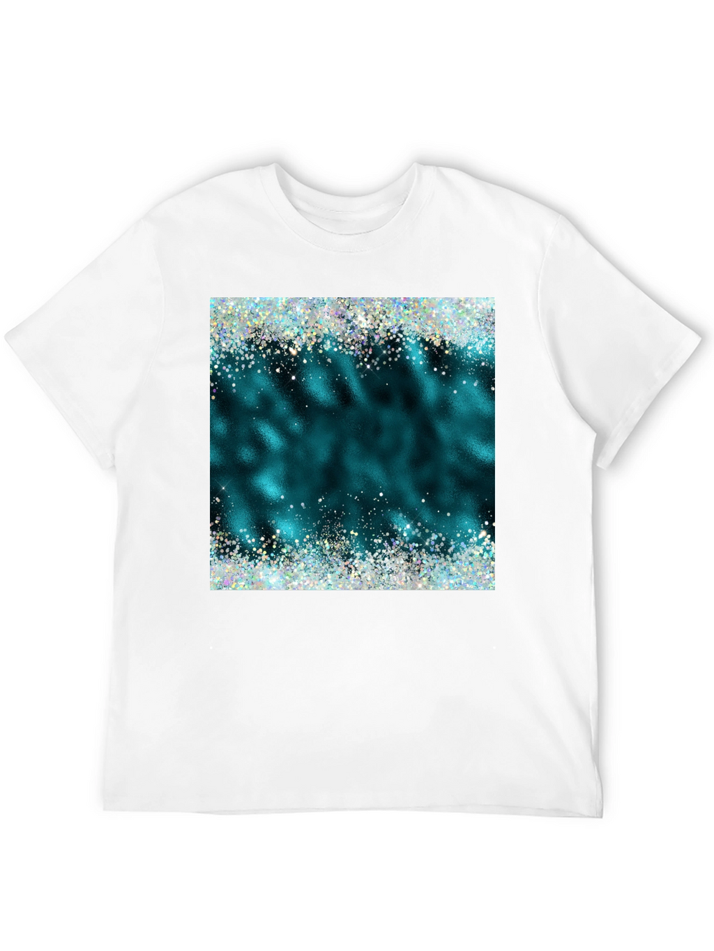 Teal Sparkle Graphic Tee - Trendy Casual Shirt