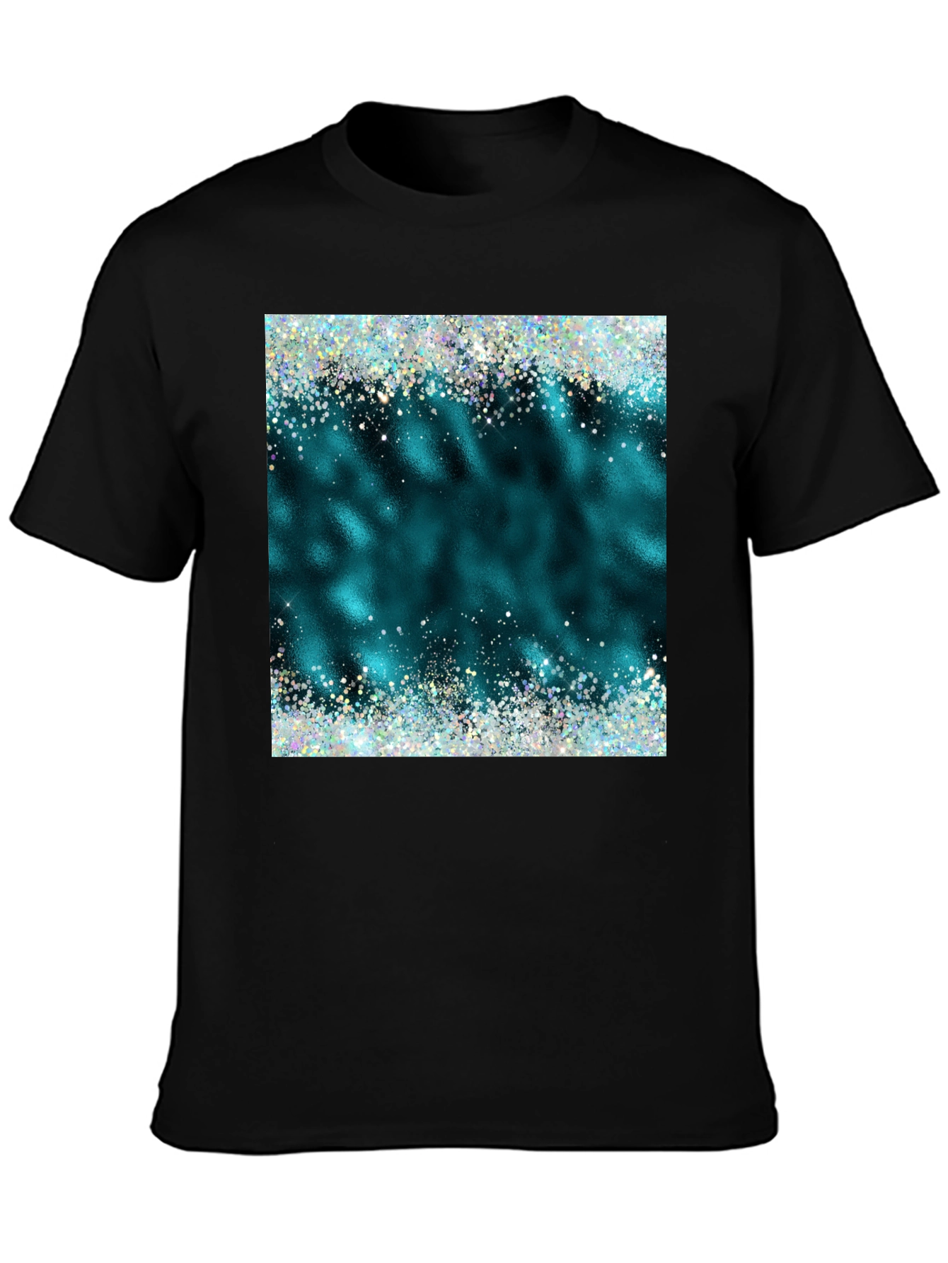Teal Sparkle Graphic Tee - Trendy Casual Shirt