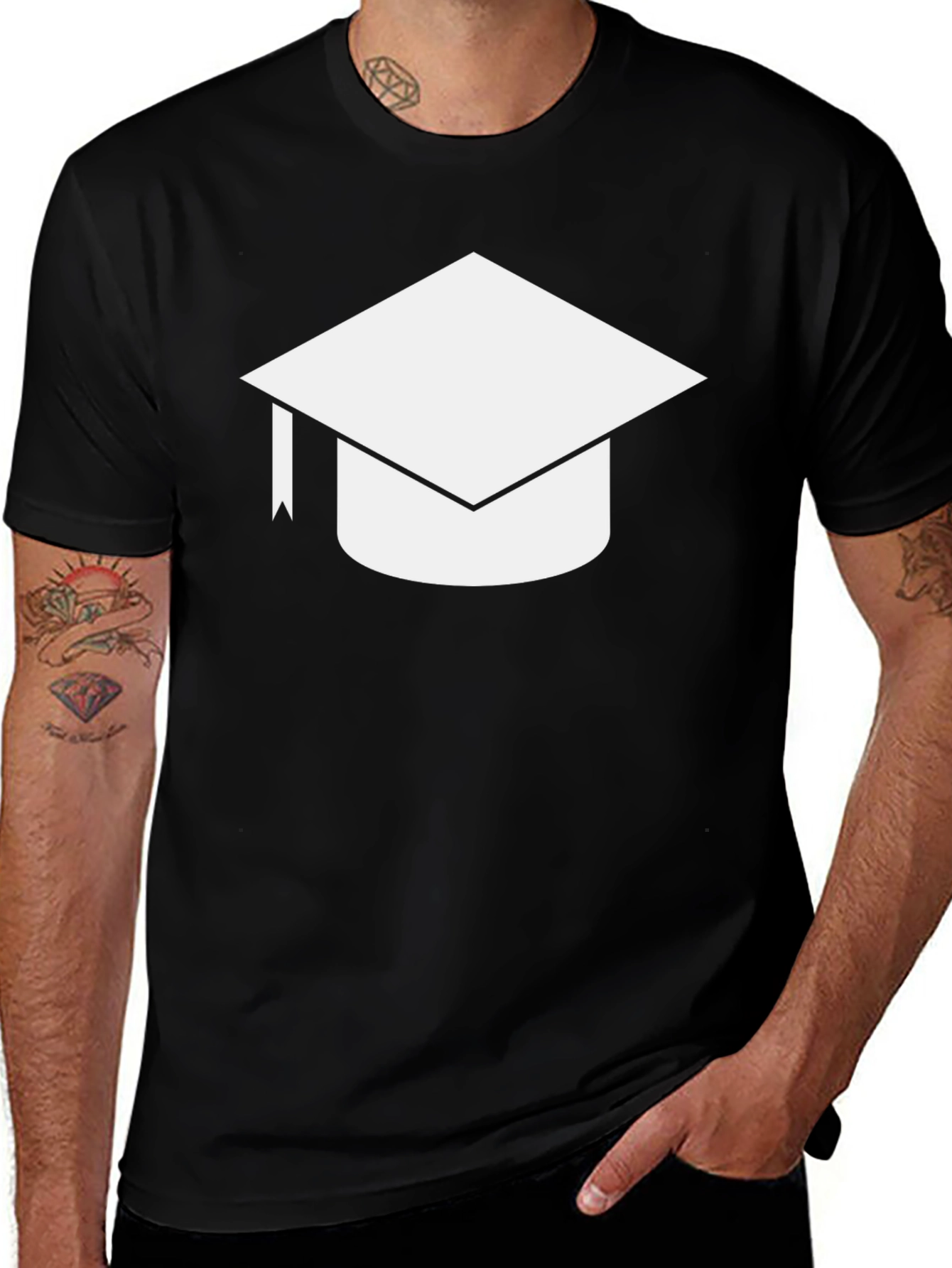 Graduation Cap Graphic Black T-Shirt