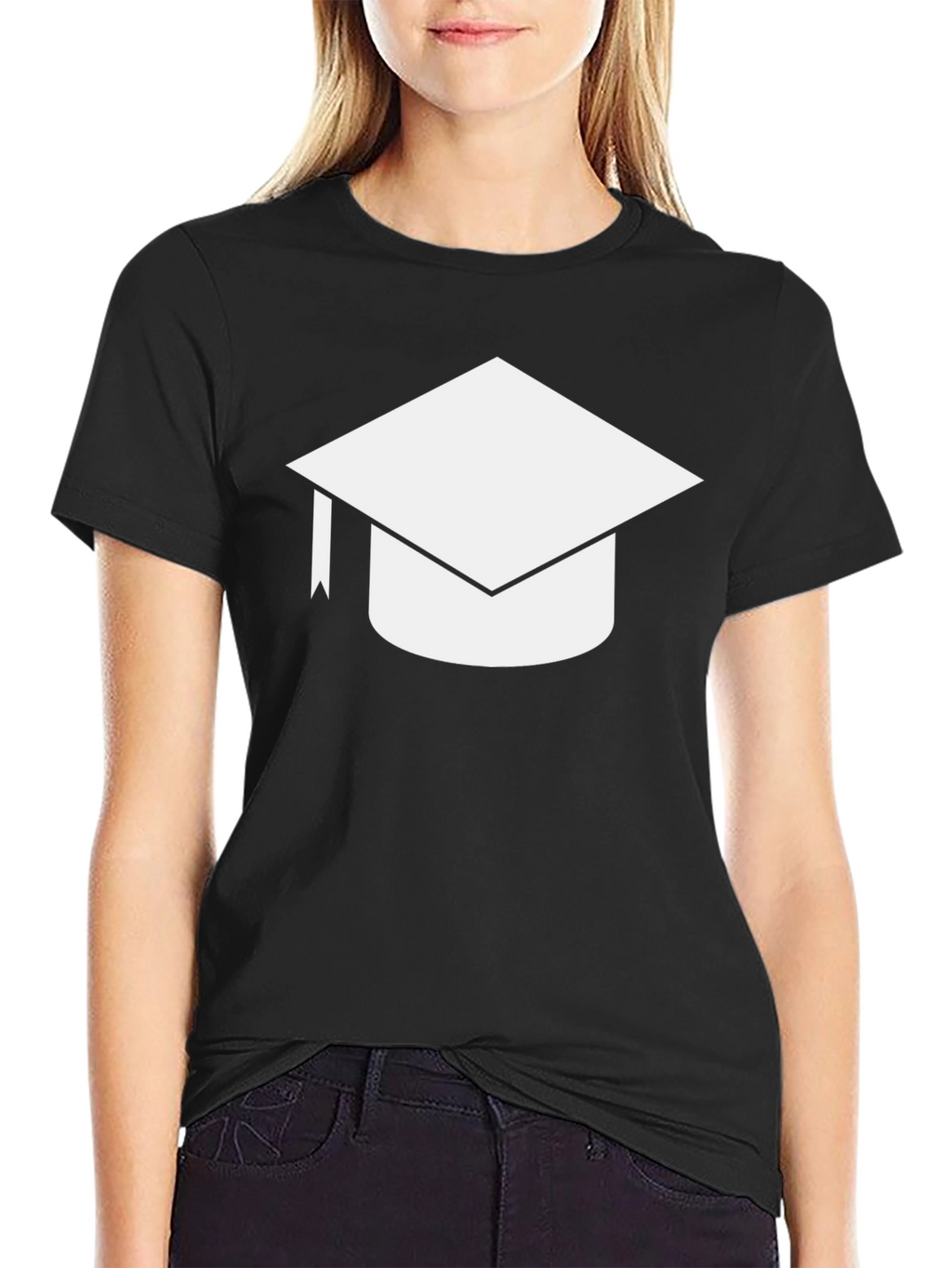 Graduation Cap Graphic Black T-Shirt