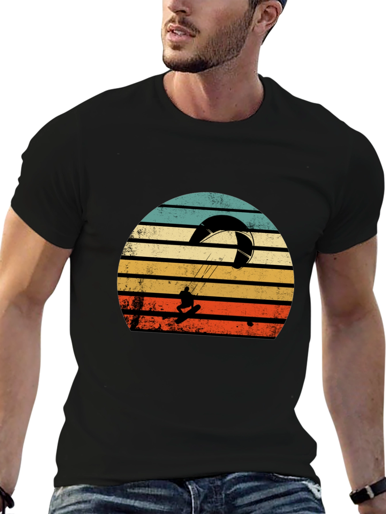 Retro Kiteboarding T-Shirt - Sunset Graphic Tee