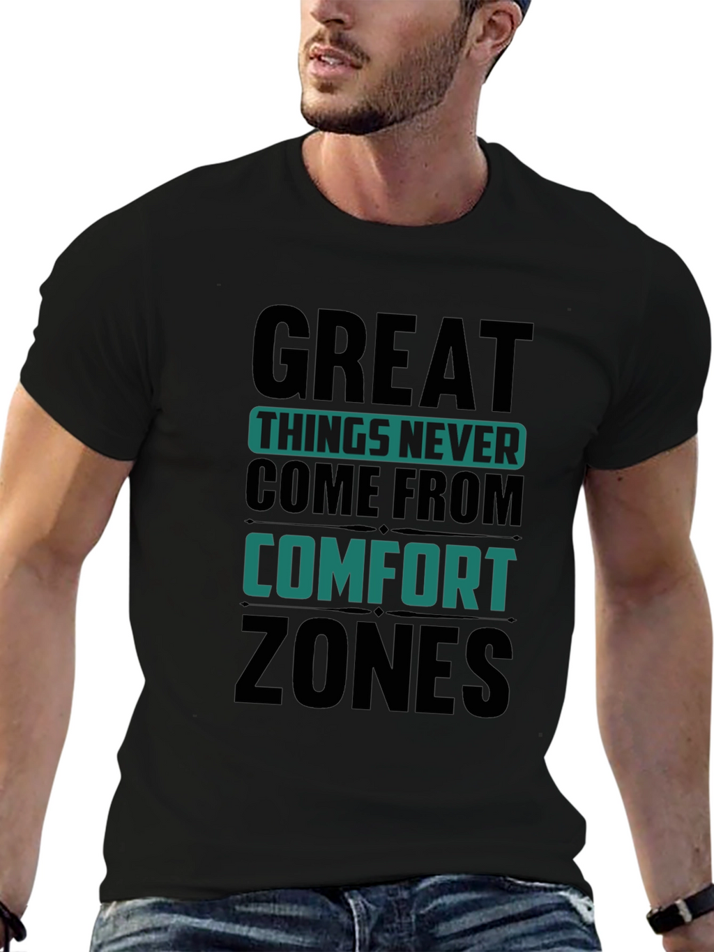 Motivational Graphic T-Shirt - Comfort Zone Black Tee