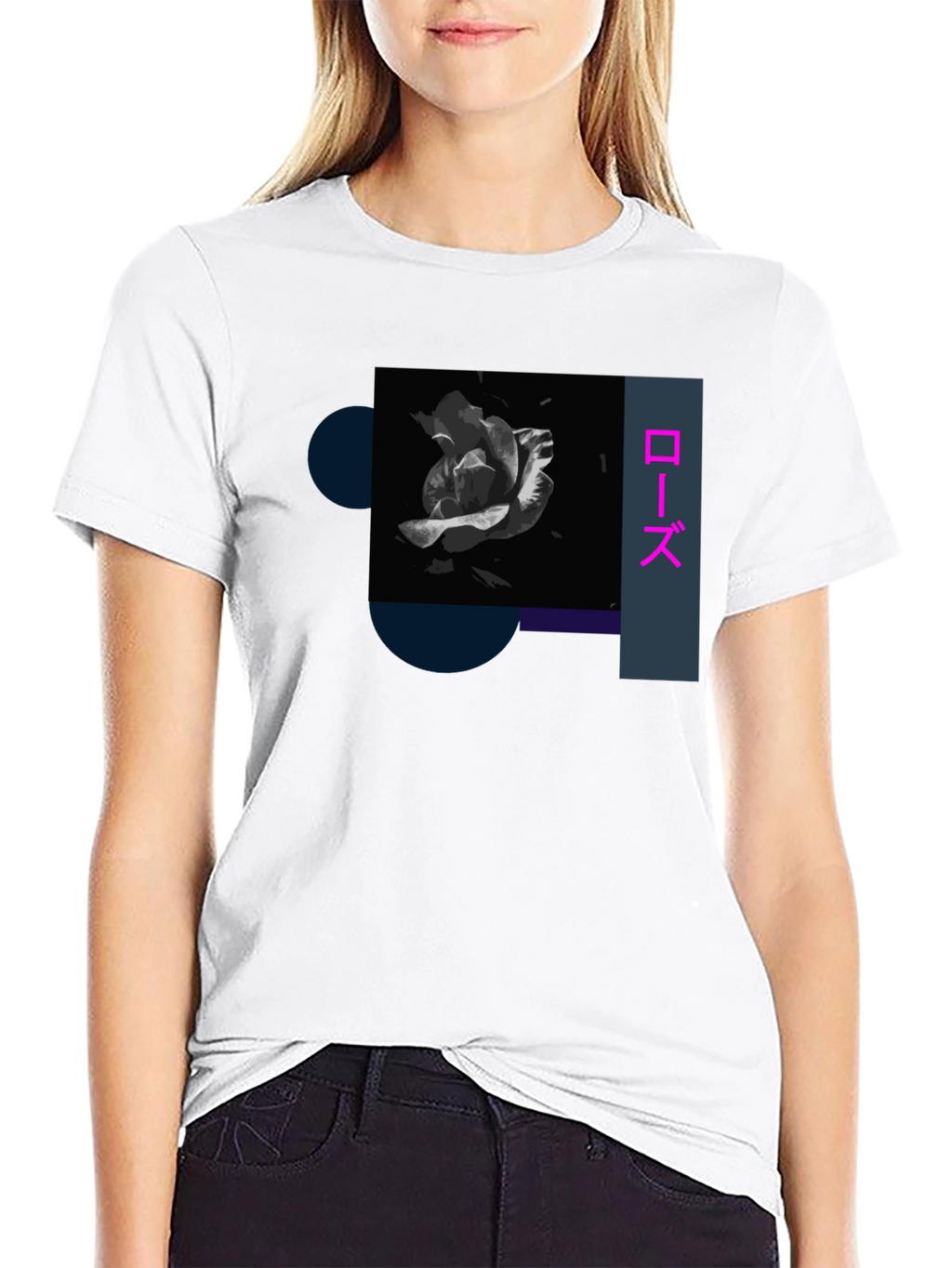 Rose Graphic Tee - Japanese Aesthetic Black T-Shirt