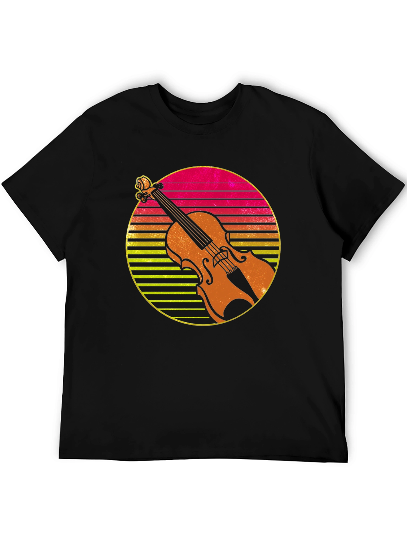 Retro Violin Sunset Graphic Tee