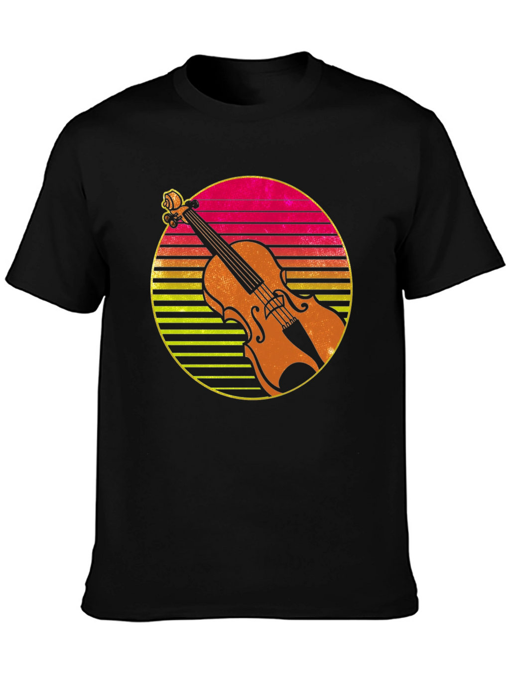 Retro Violin Sunset Graphic Tee