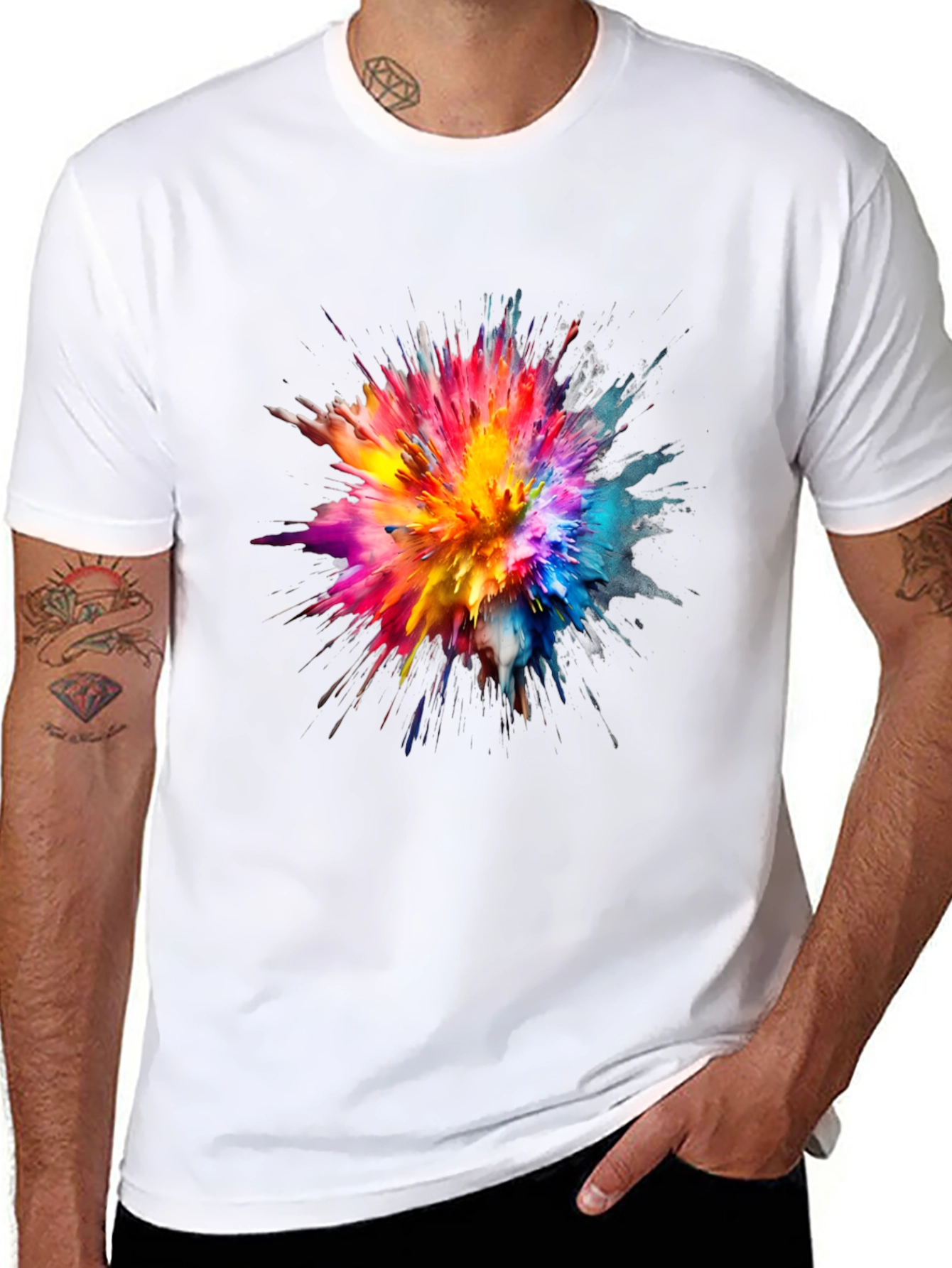 Colorful Explosion Art Black T-Shirt