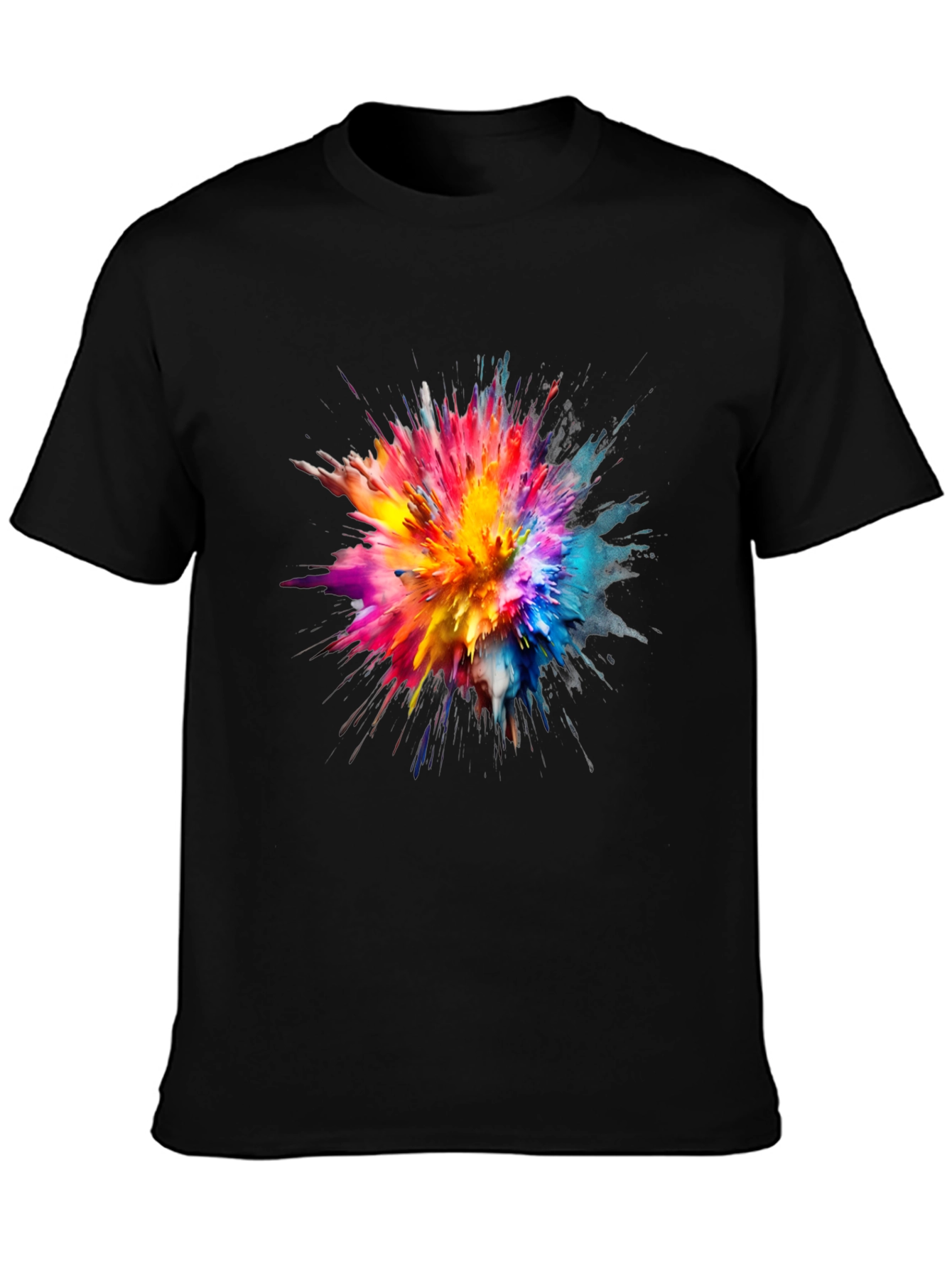 Colorful Explosion Art Black T-Shirt