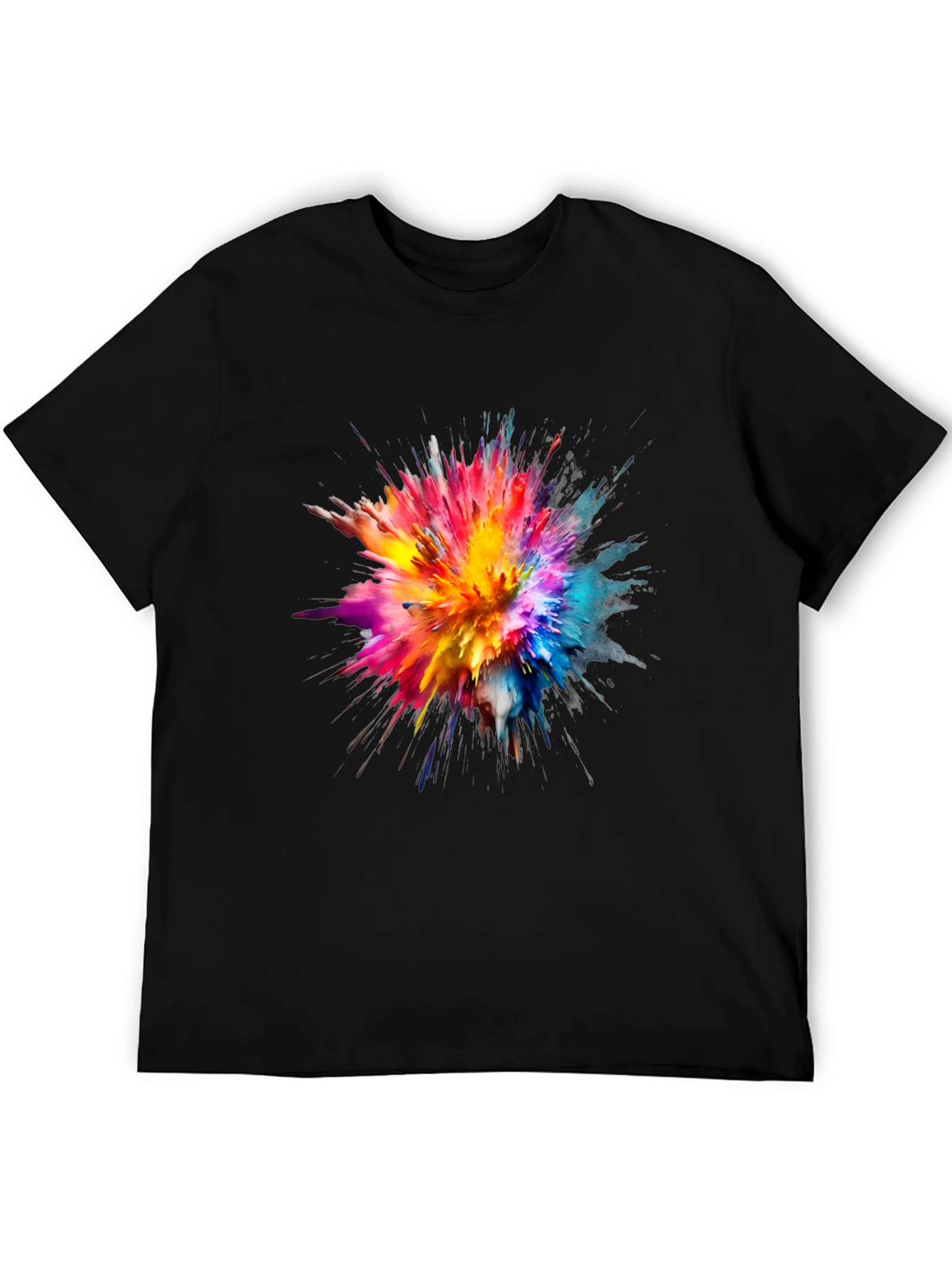 Colorful Explosion Art Black T-Shirt
