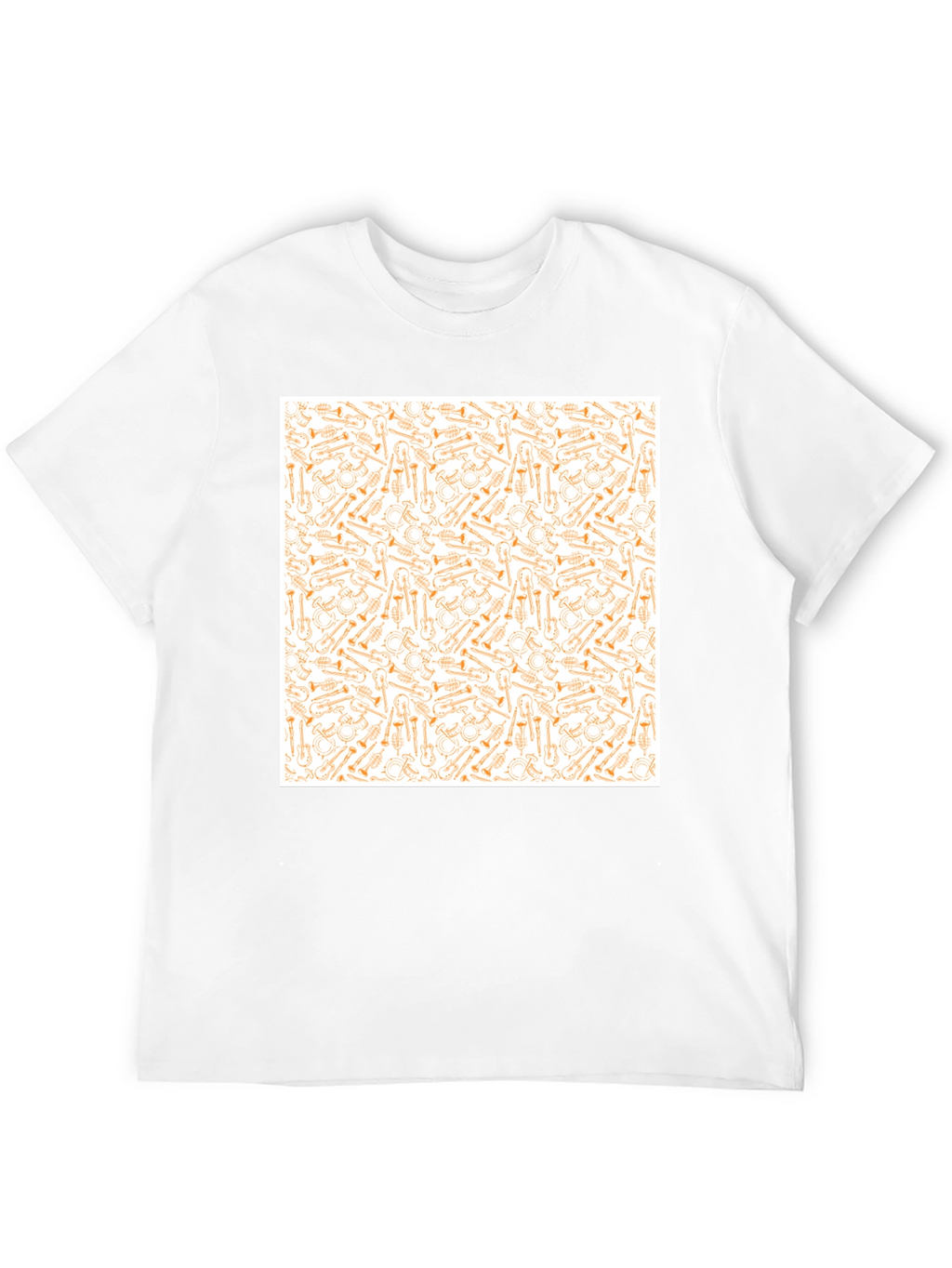 Musical Instrument Patterned Black T-Shirt