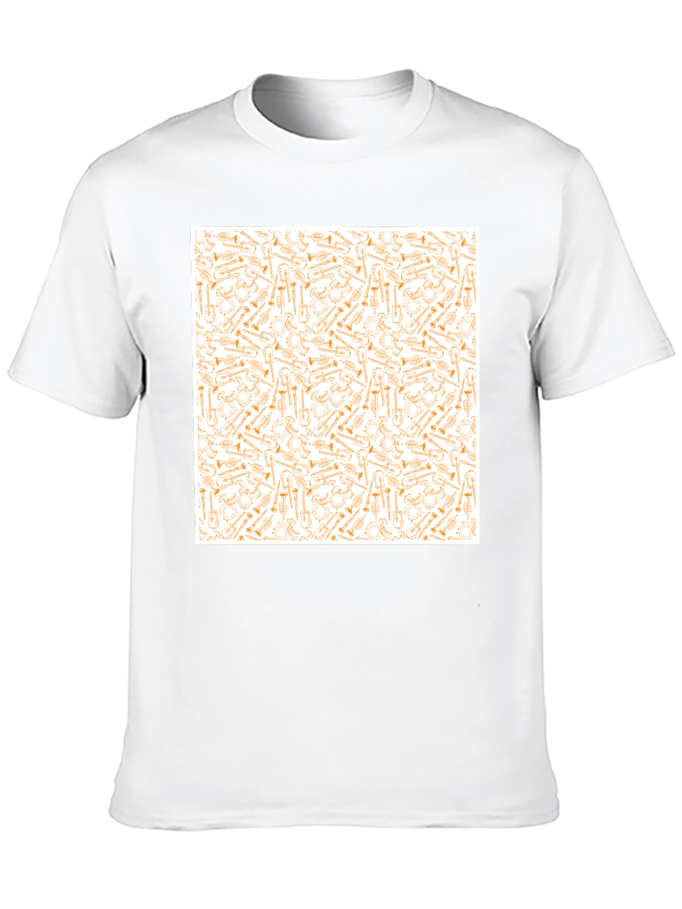 Musical Instrument Patterned Black T-Shirt