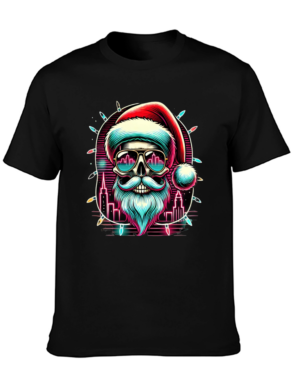 Festive Santa Skull Graphic Tee