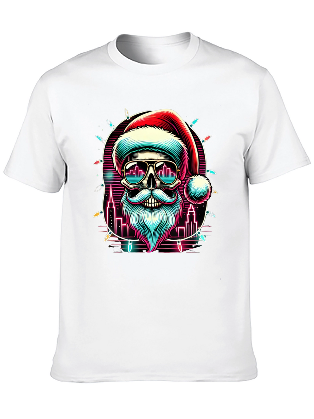Festive Santa Skull Graphic Tee