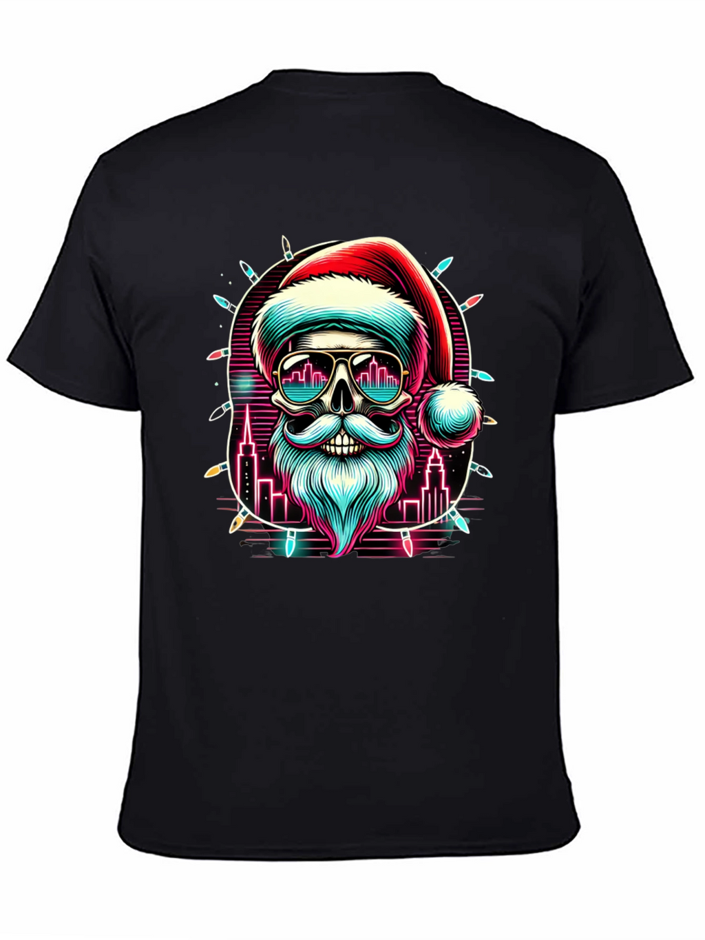 Festive Santa Skull Graphic Tee
