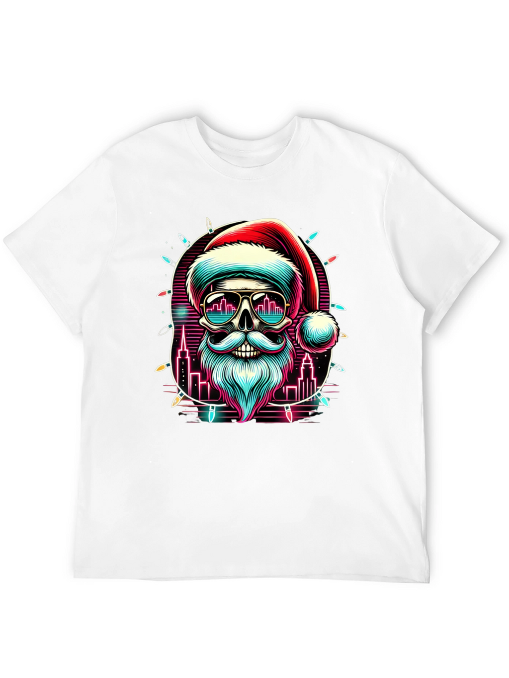 Festive Santa Skull Graphic Tee