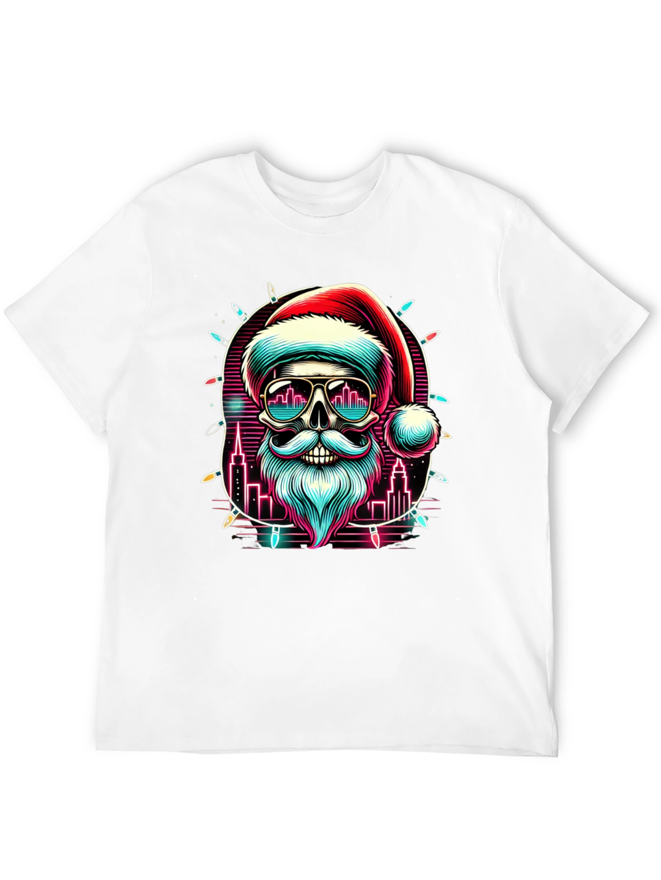 Festive Santa Skull Graphic Tee