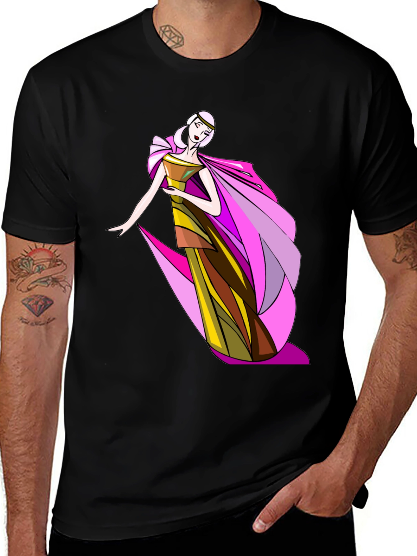 Elegant Woman Graphic Tee - Stylish Black T-Shirt