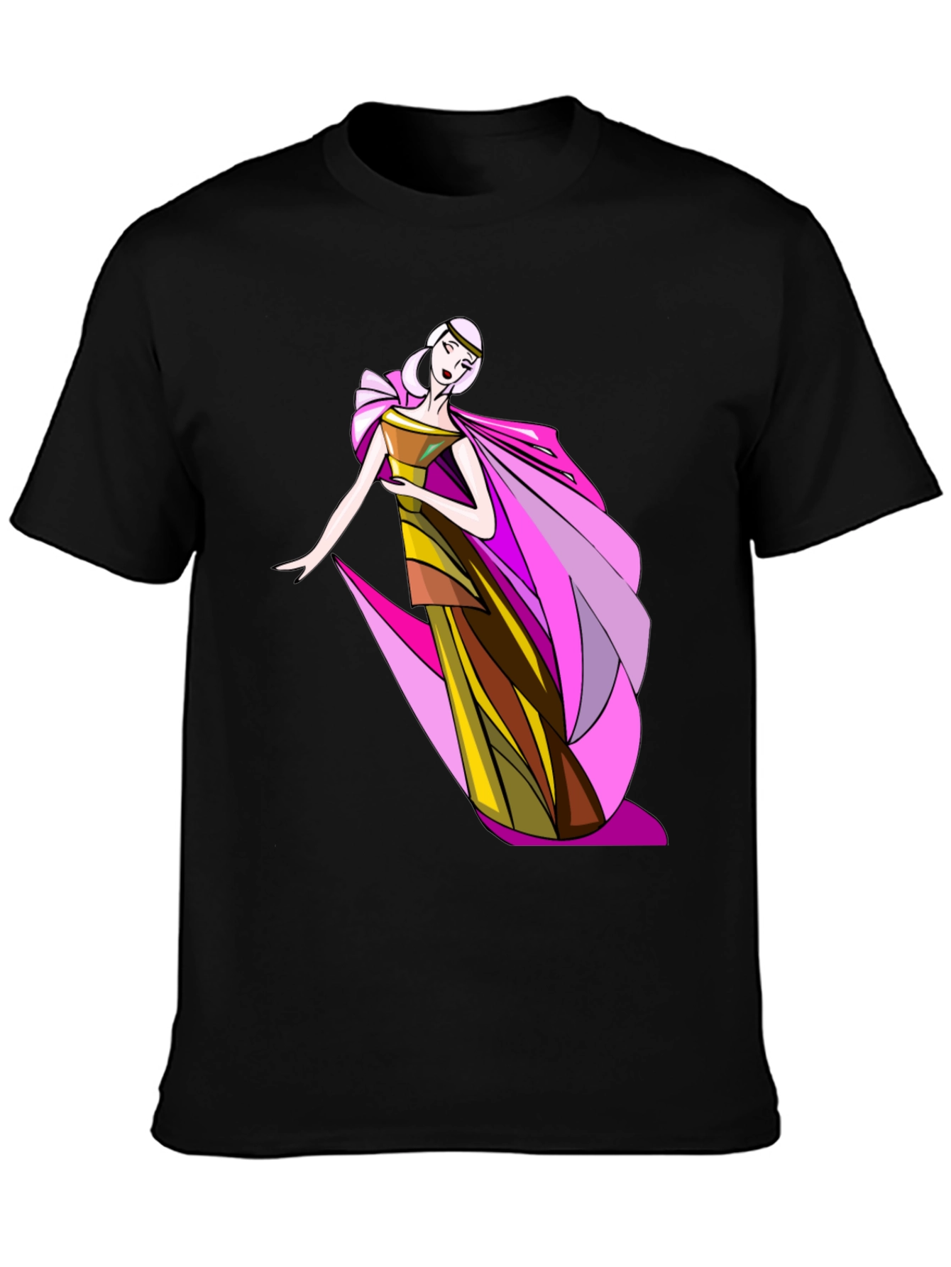 Elegant Woman Graphic Tee - Stylish Black T-Shirt