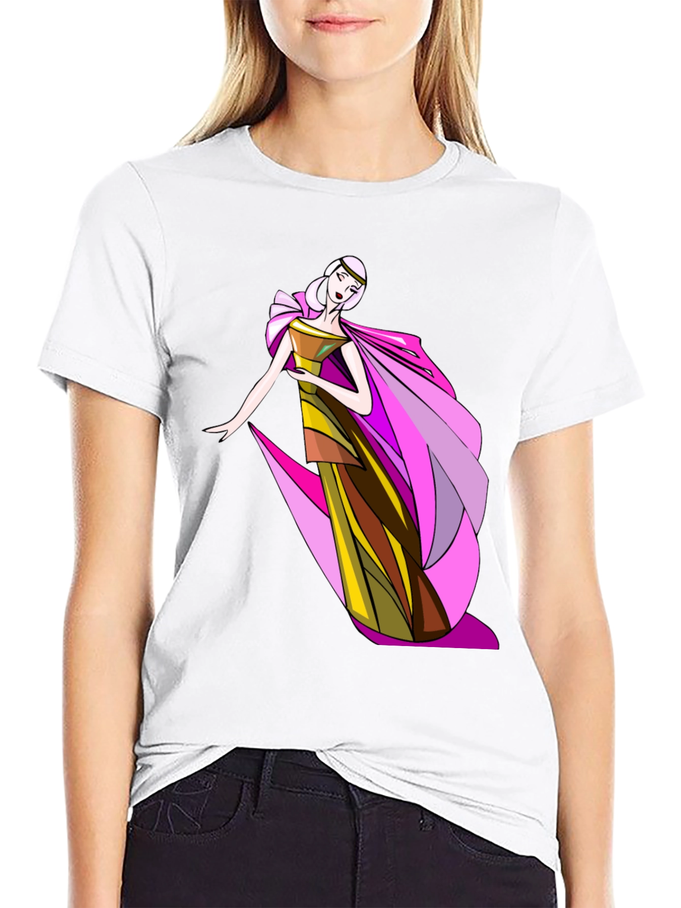 Elegant Woman Graphic Tee - Stylish Black T-Shirt