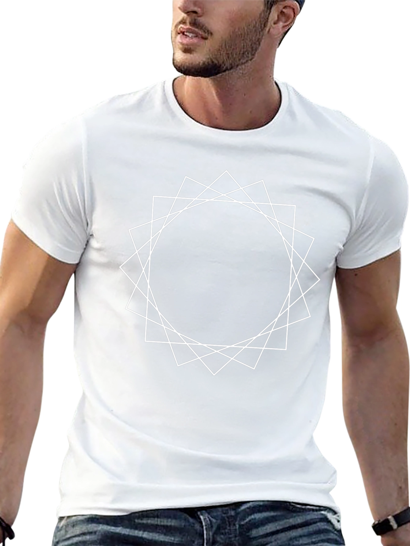 Geometric Graphic Print Black T-Shirt