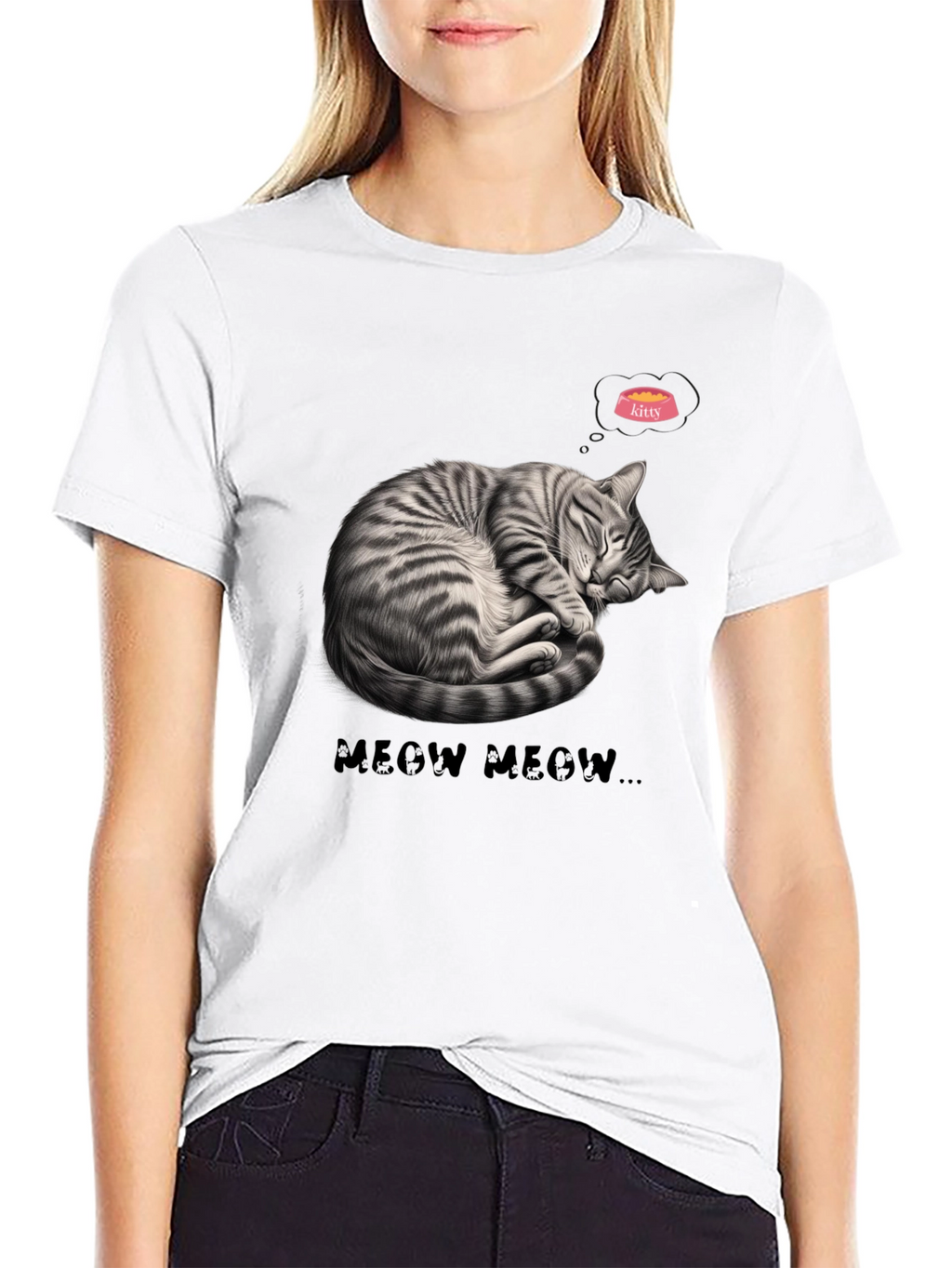 Cute Cat Nap Graphic Tee - Meow Meow T-Shirt
