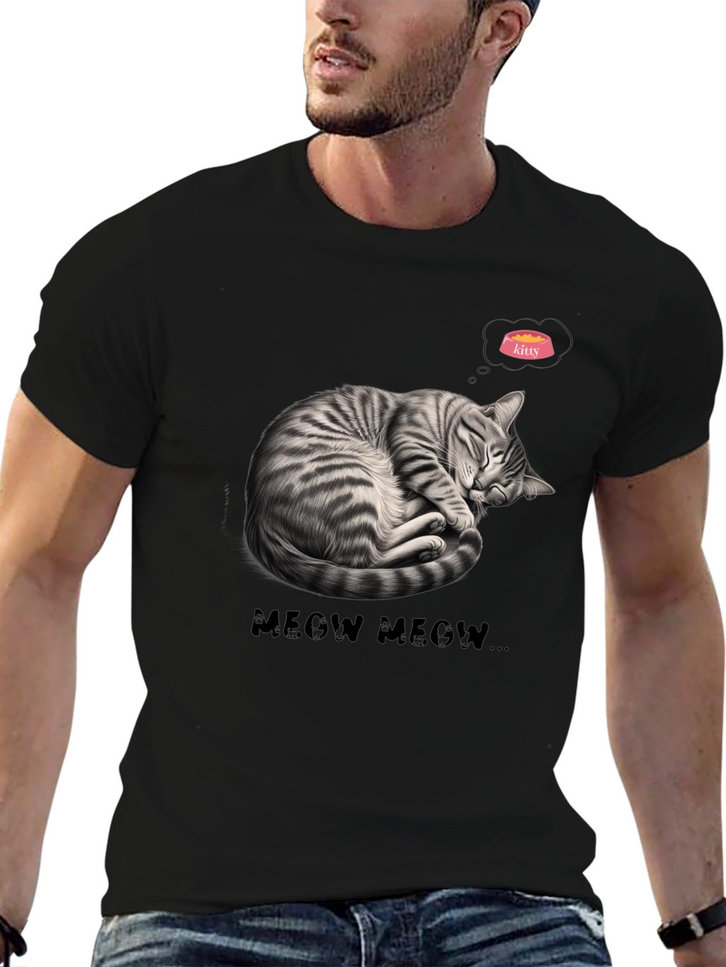 Cute Cat Nap Graphic Tee - Meow Meow T-Shirt