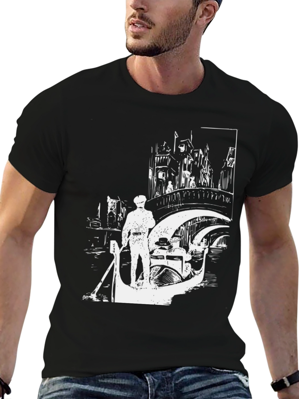 Venice Gondola Black T-Shirt