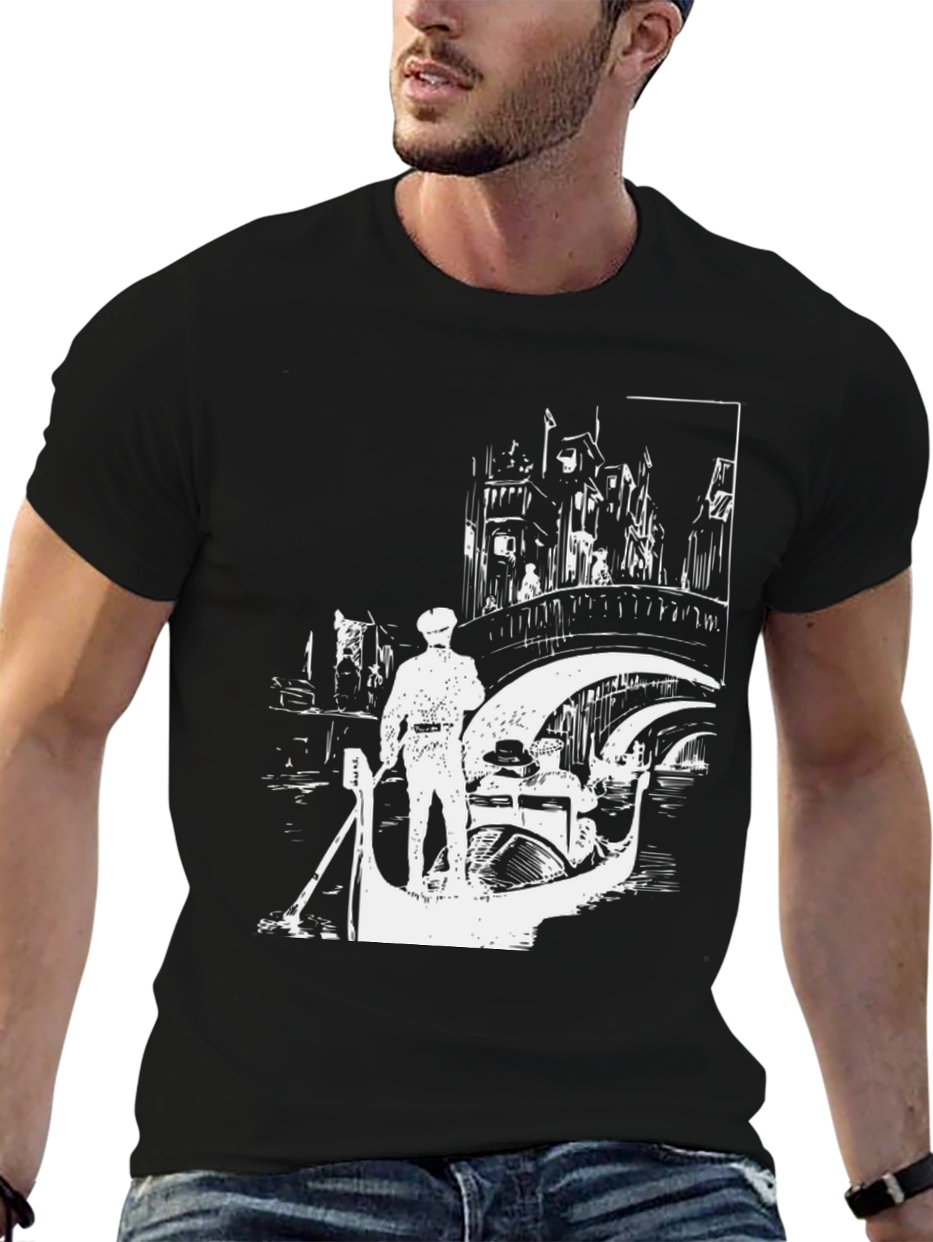 Venice Gondola Black T-Shirt