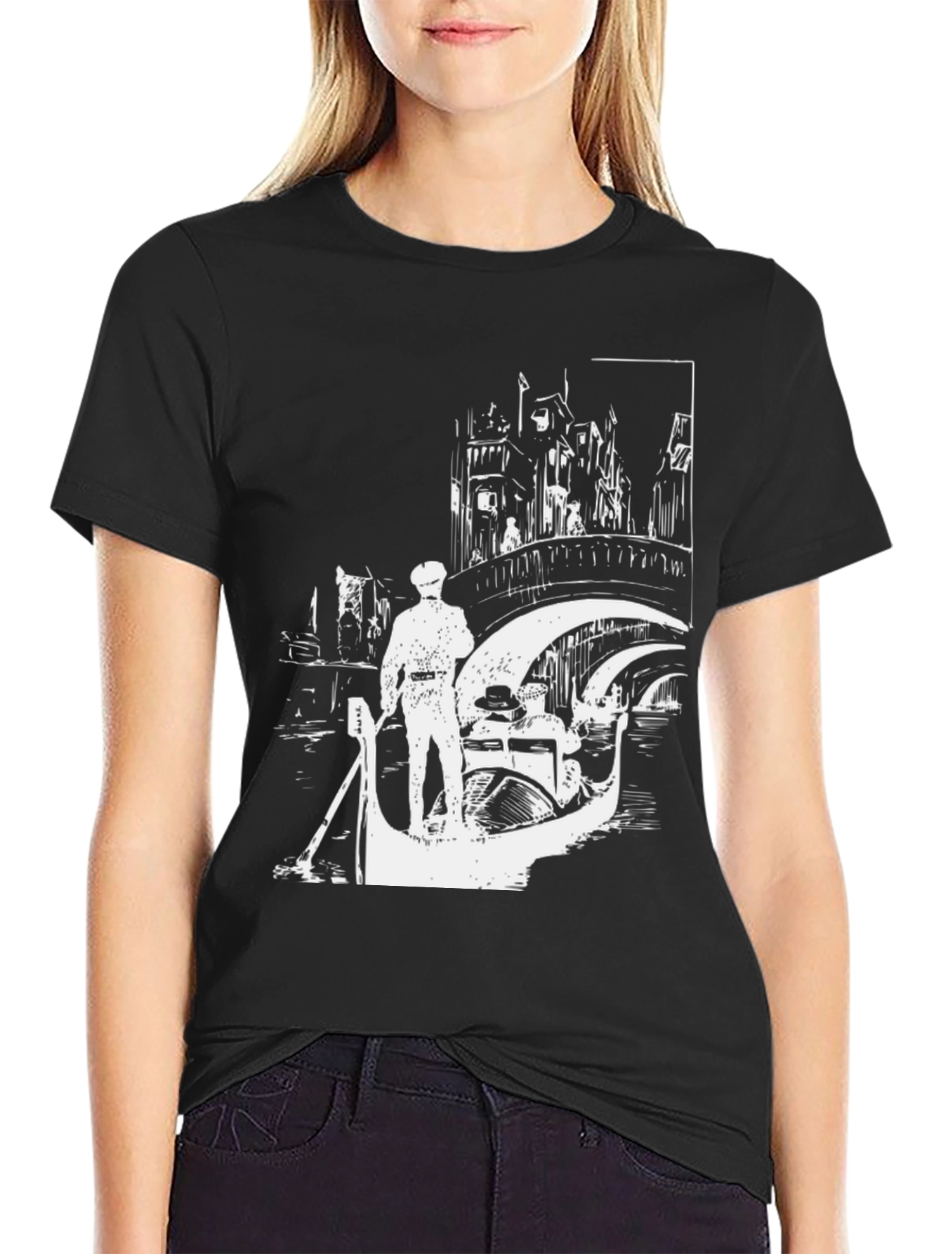 Venice Gondola Black T-Shirt