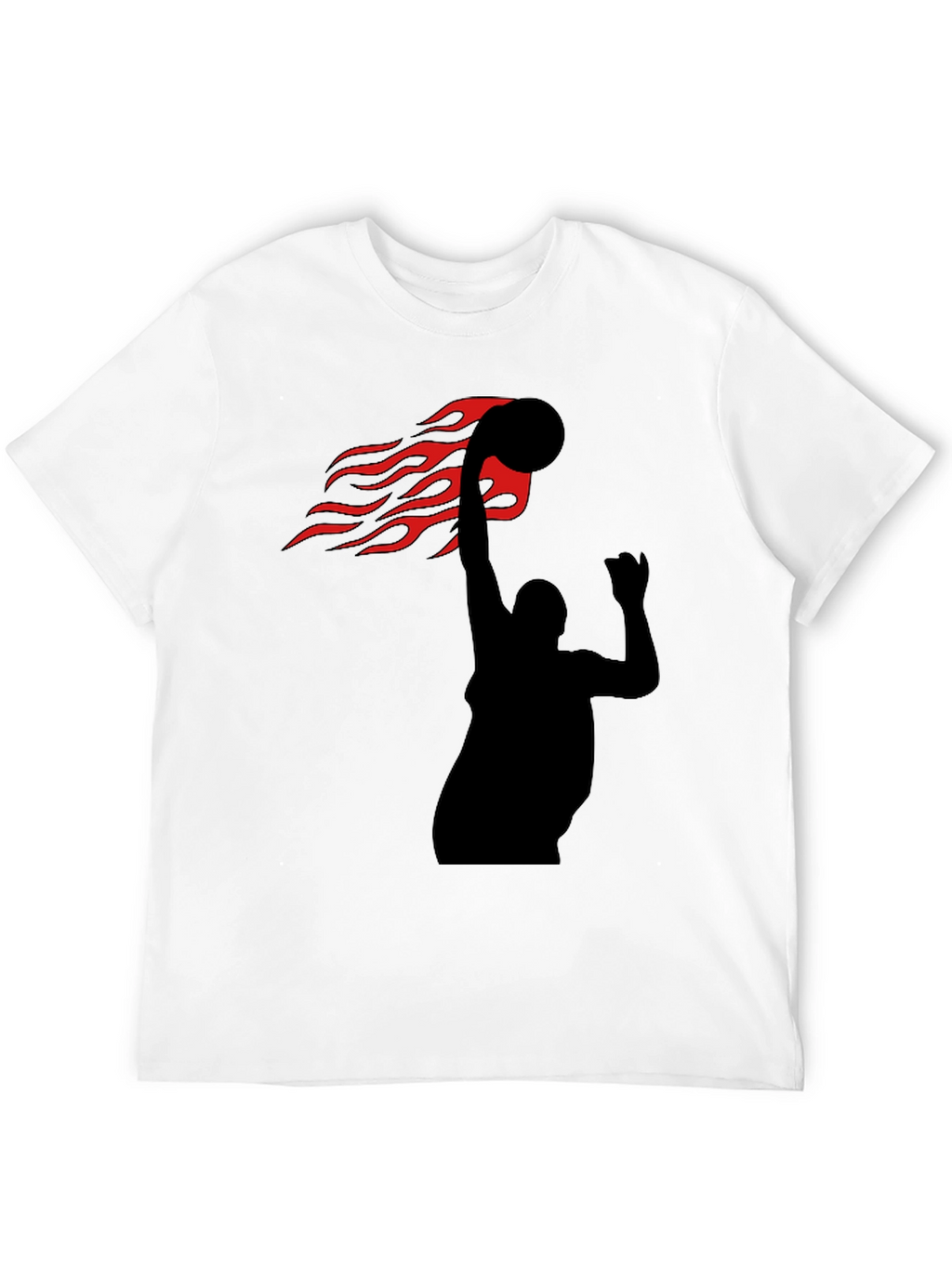 Flaming Basketball Slam Dunk Black T-Shirt