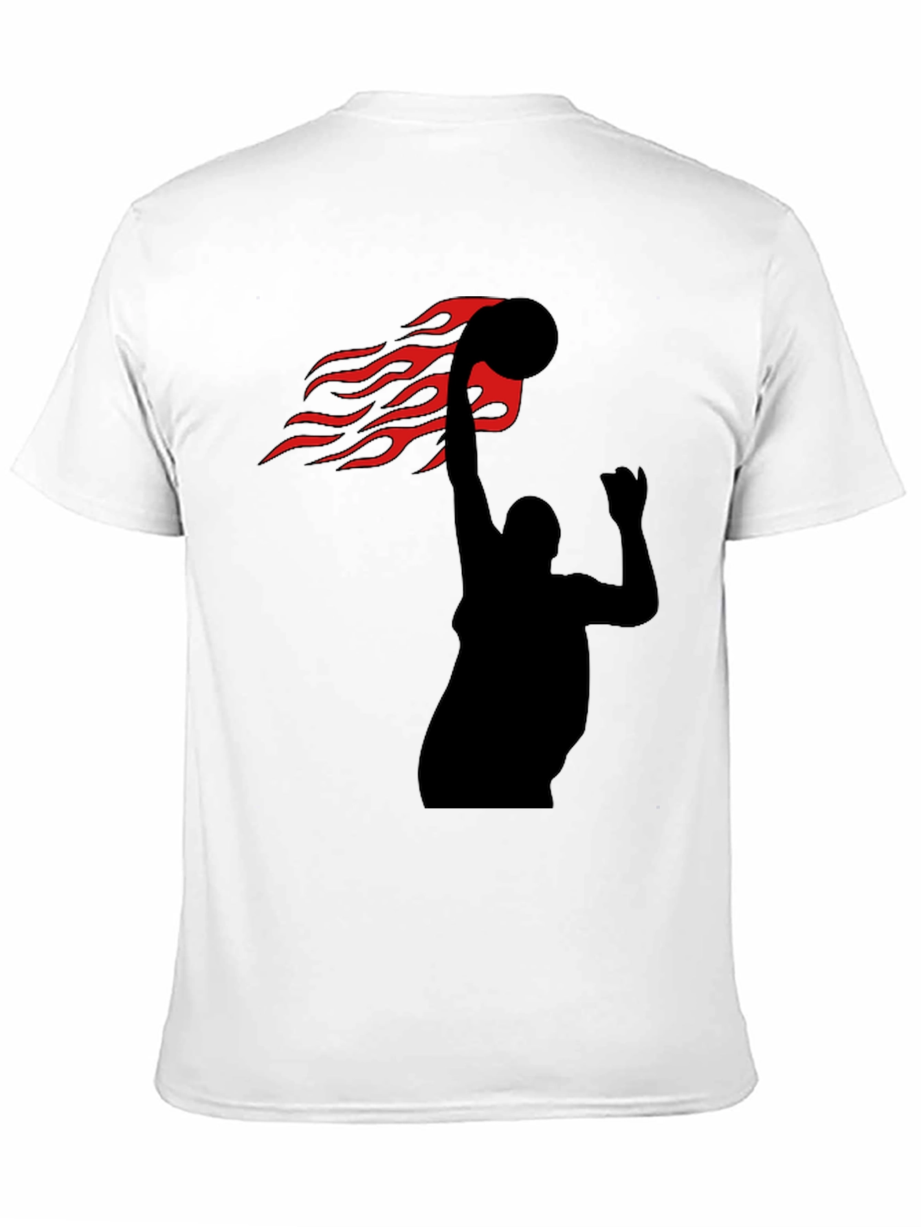 Flaming Basketball Slam Dunk Black T-Shirt