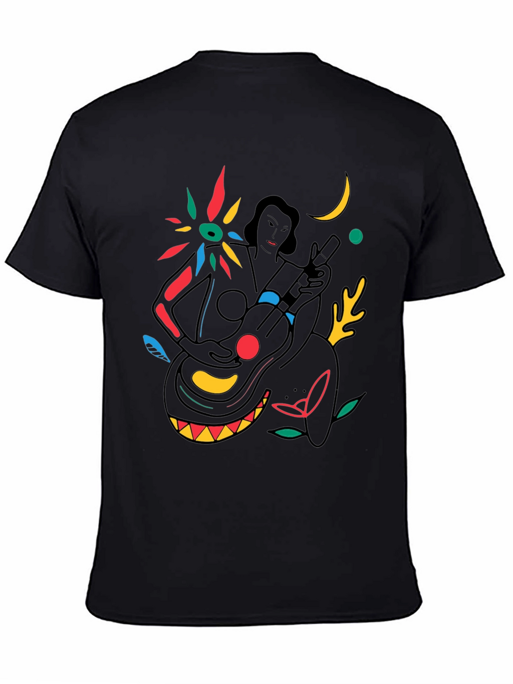 Abstract Musician Graphic Tee - Stylish Black T-Shirt