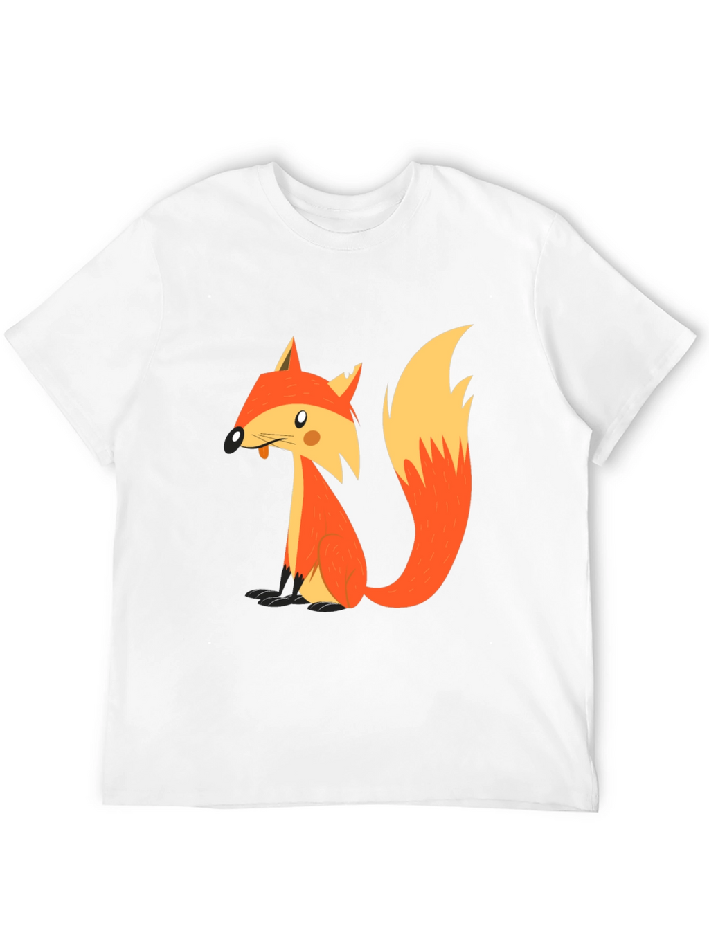 Cartoon Fox Graphic T-Shirt - Black