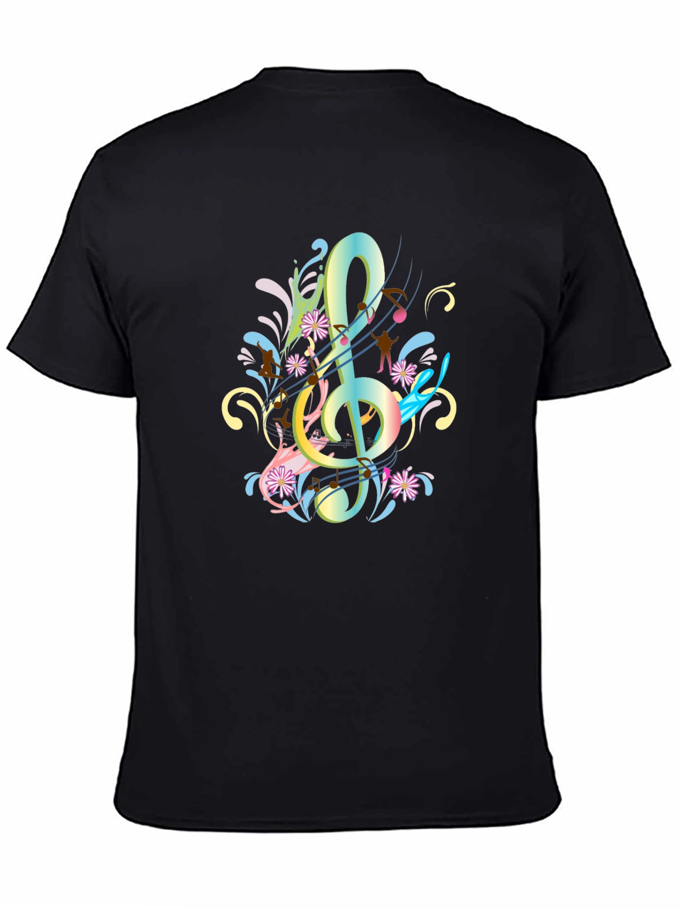 Musical Treble Clef Graphic Tee - Black