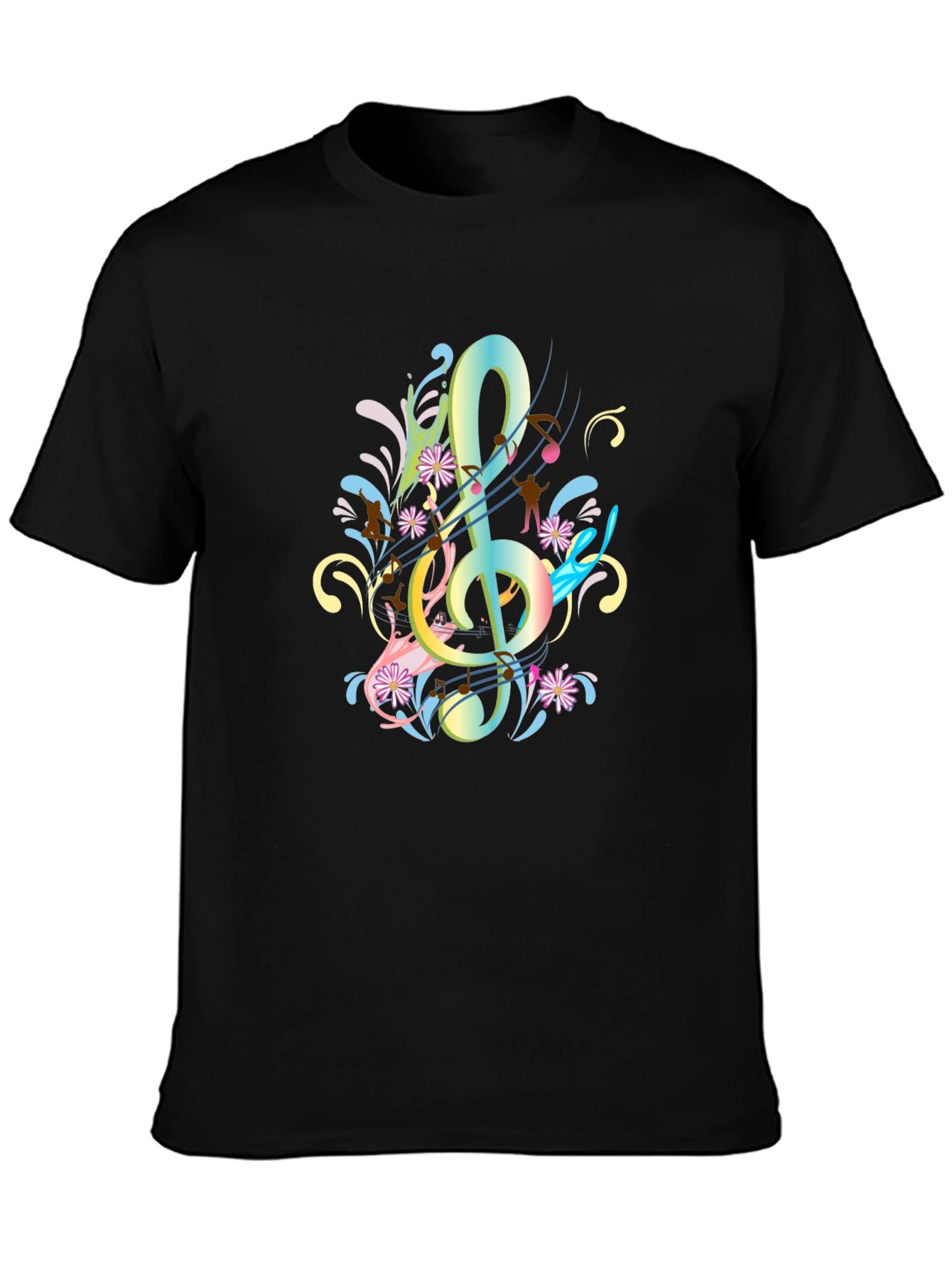 Musical Treble Clef Graphic Tee - Black