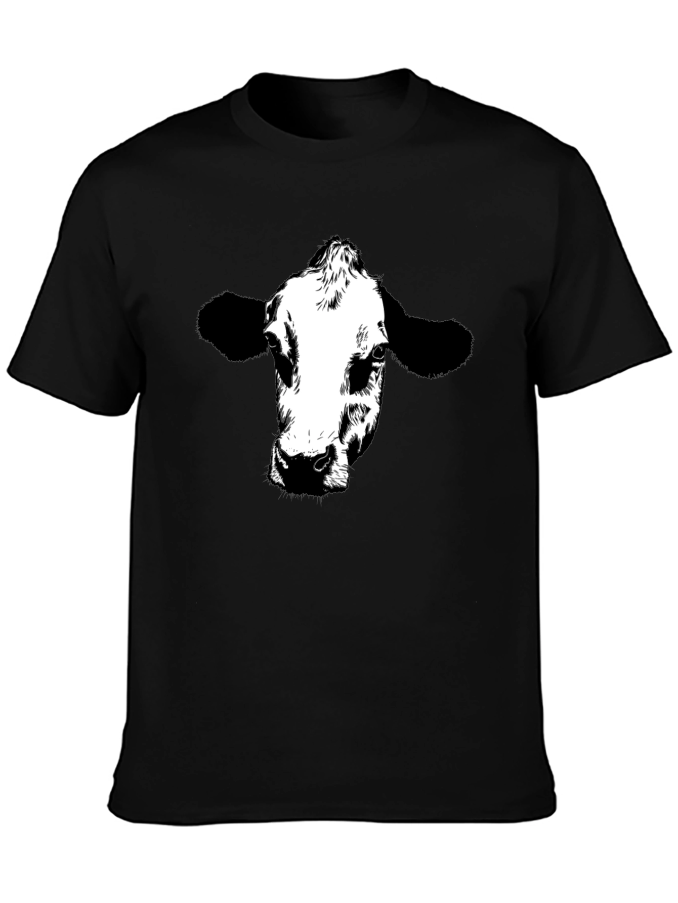 Cow Graphic Tee - Black Cotton T-Shirt