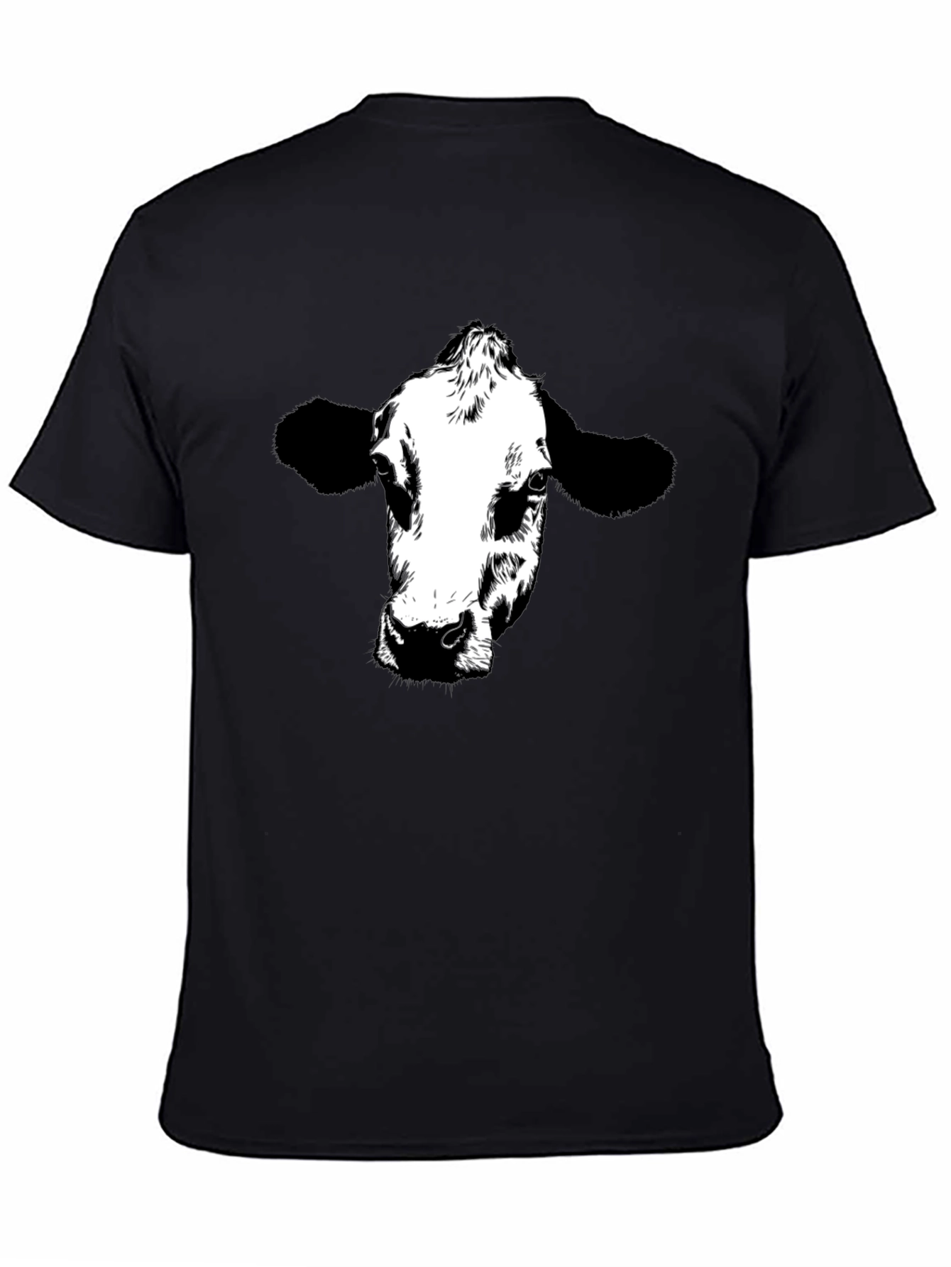 Cow Graphic Tee - Black Cotton T-Shirt