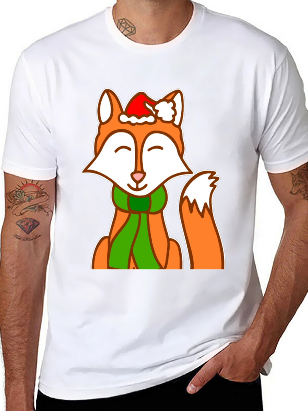 Festive Fox Graphic Tee - Holiday Cheer
