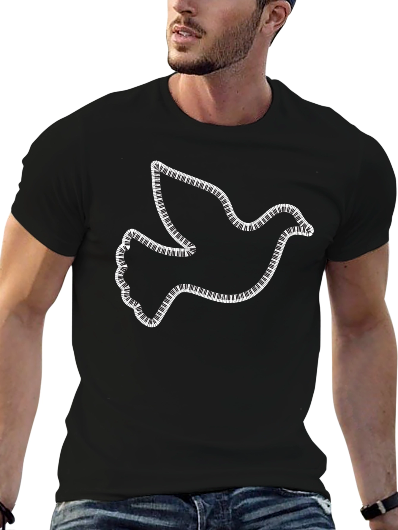 Dove Piano Keys Black T-Shirt