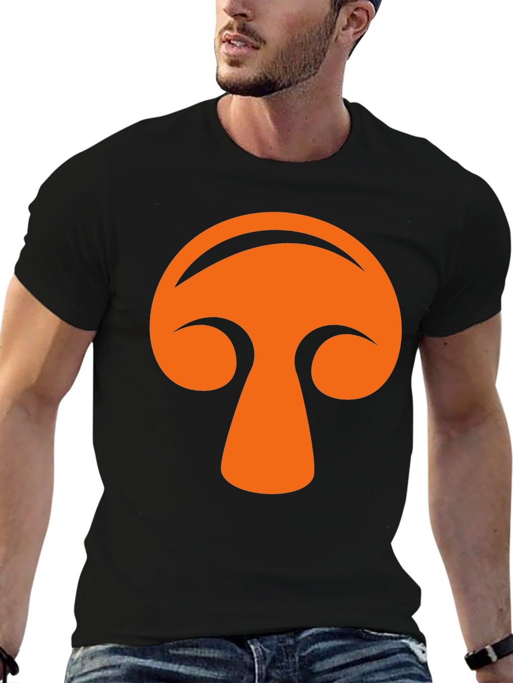 Funky Mushroom Graphic Tee - Black