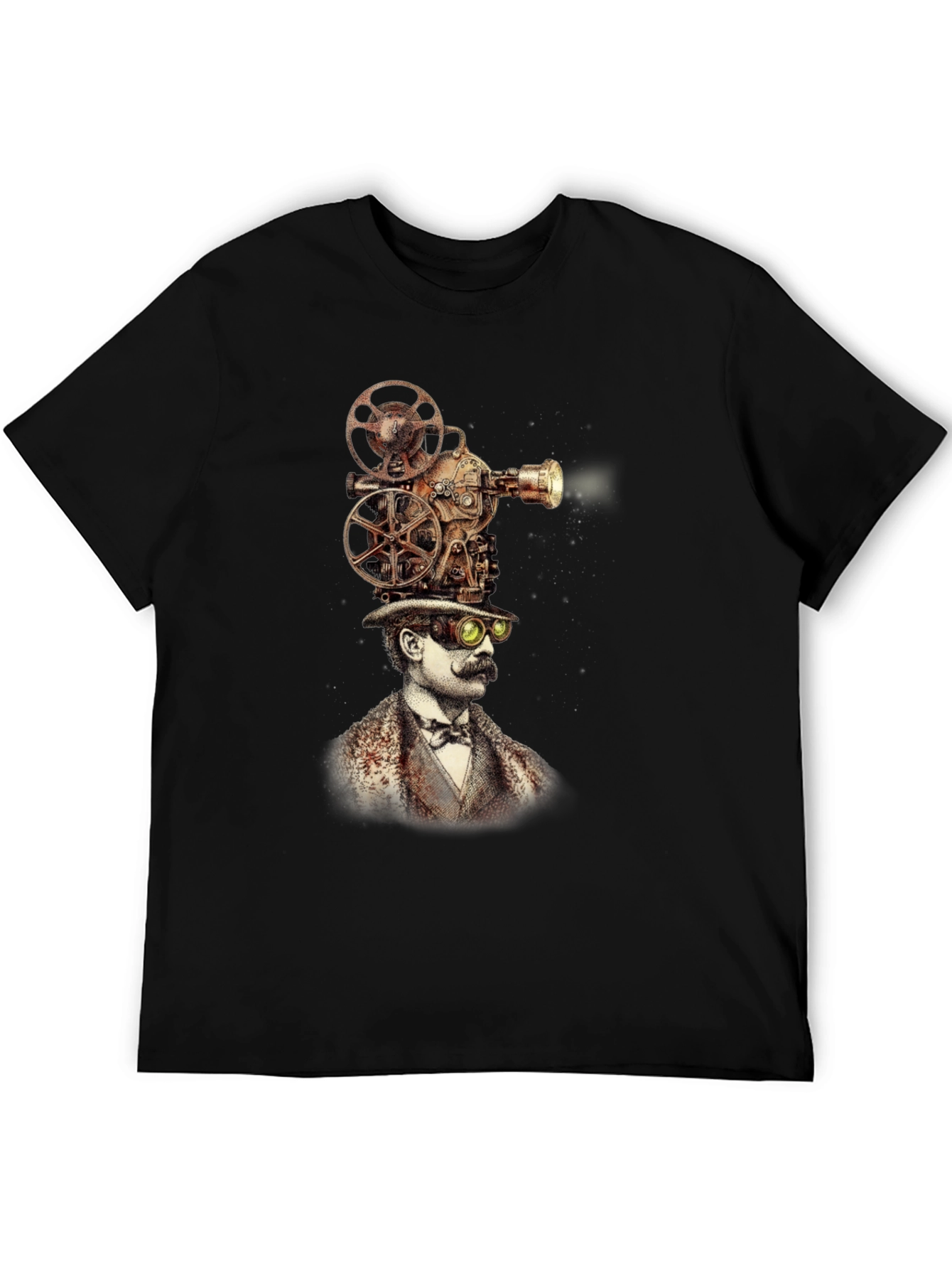 Steampunk Projector Head Black T-Shirt