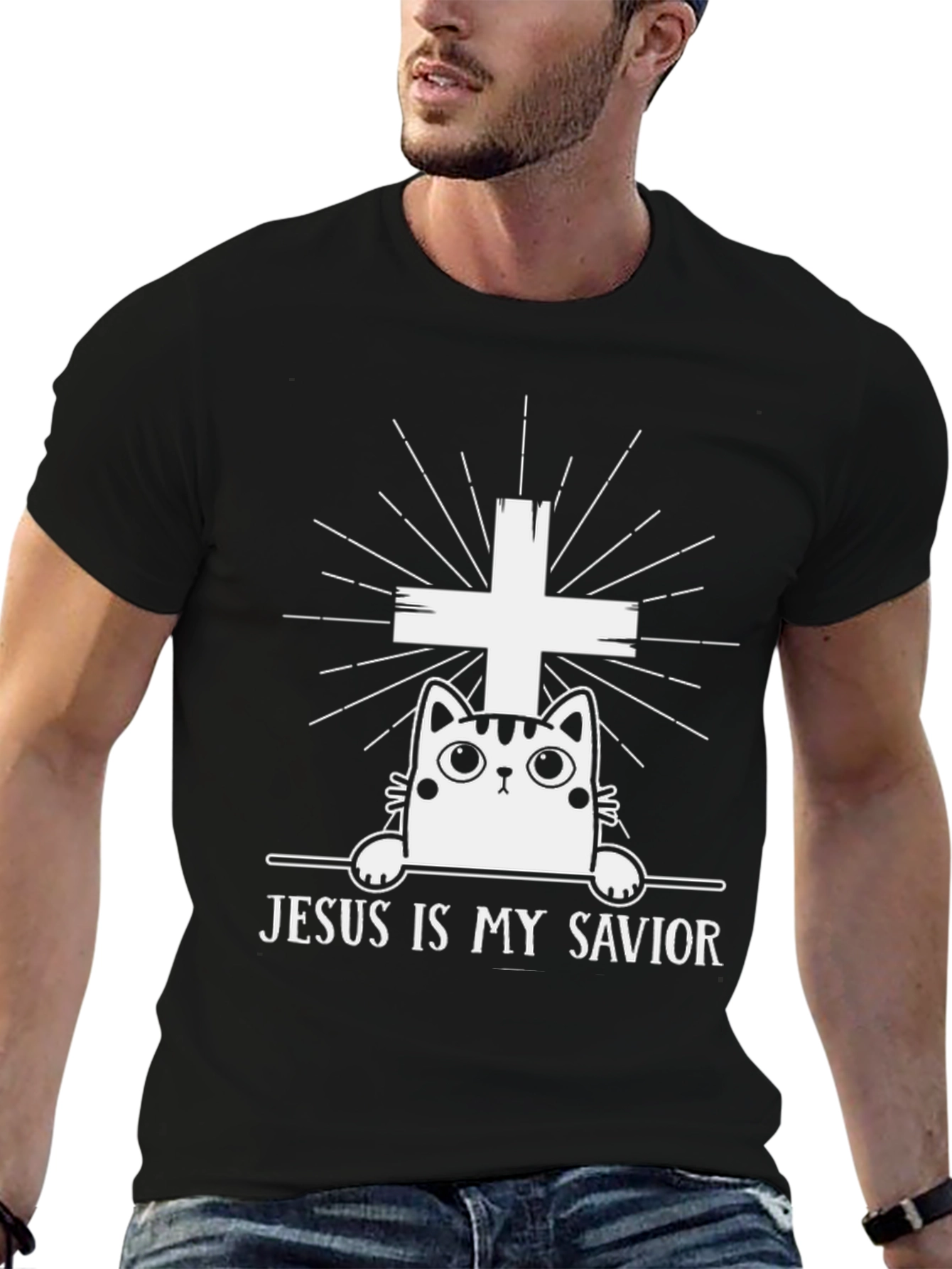Jesus is My Savior Cat T-Shirt