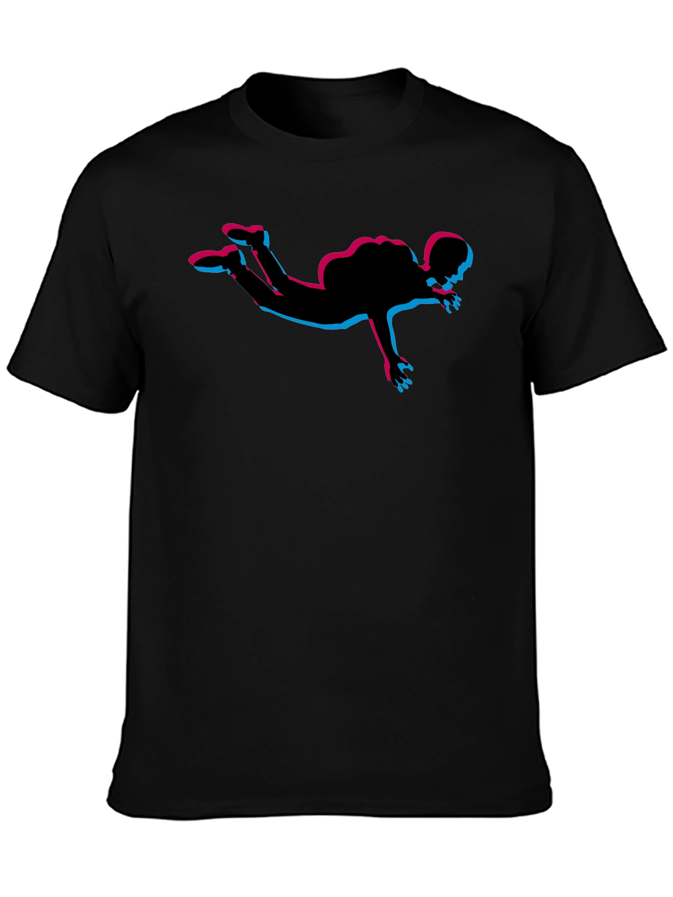 Skydiving Silhouette Graphic Tee - Black
