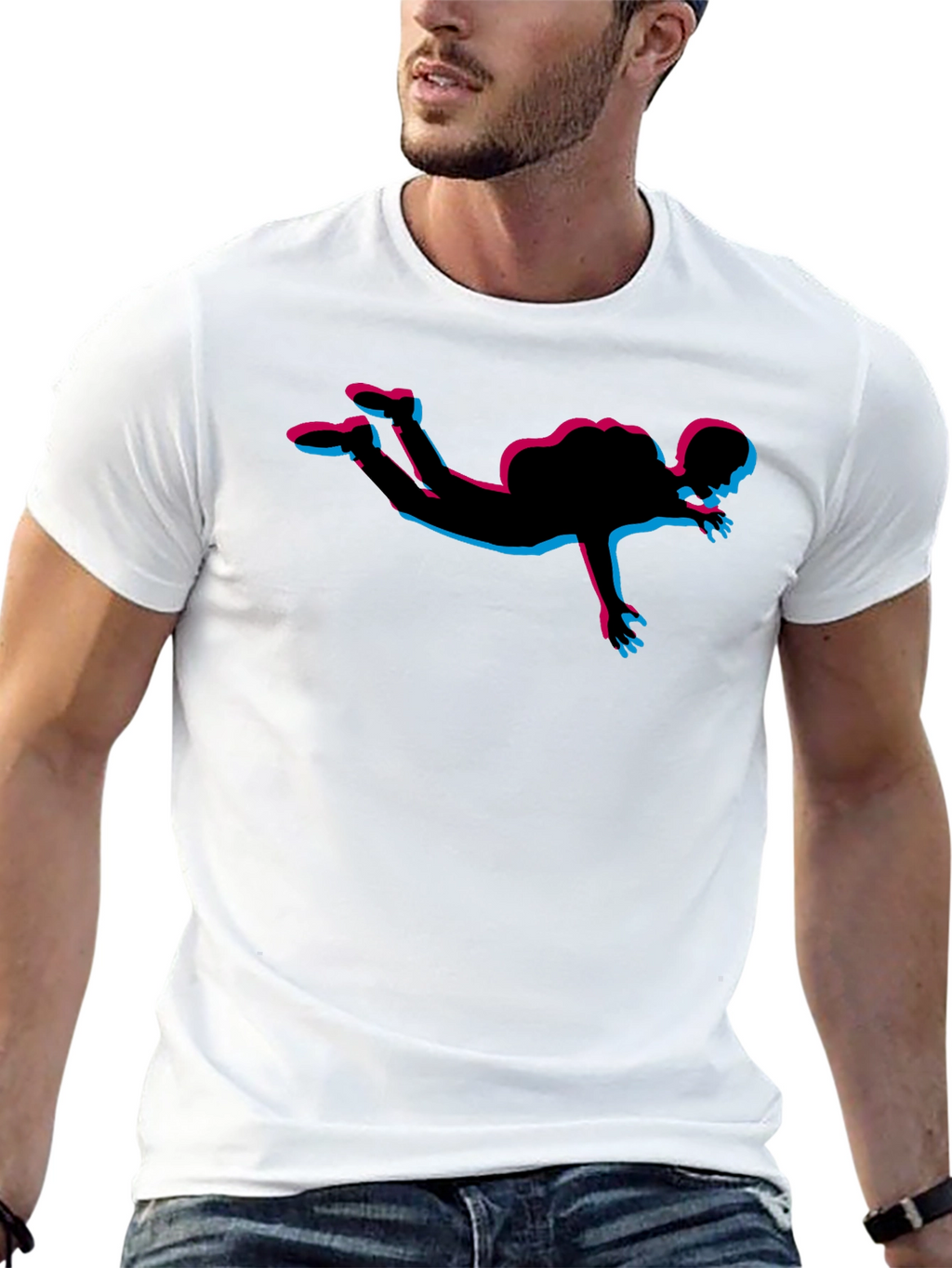 Skydiving Silhouette Graphic Tee - Black