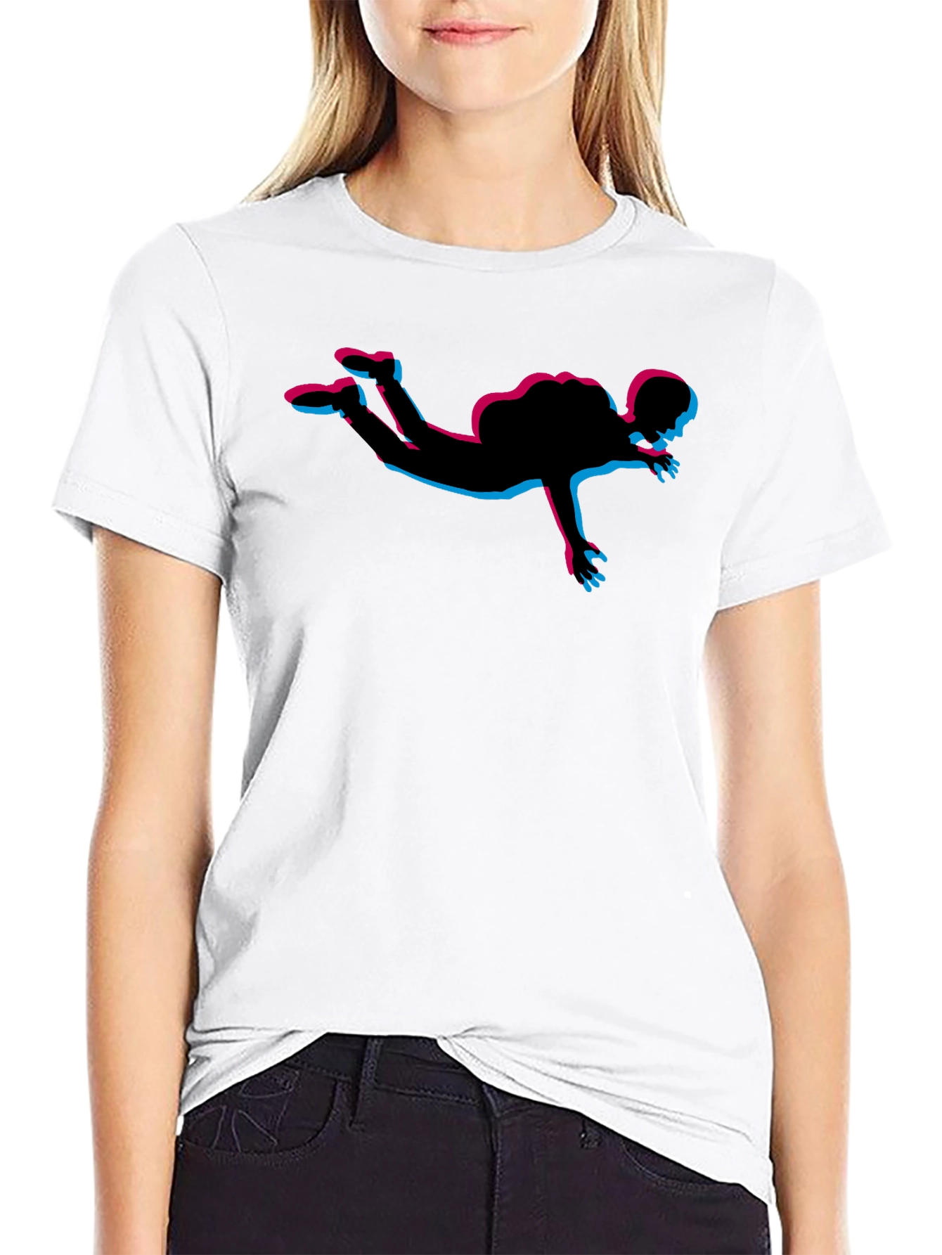 Skydiving Silhouette Graphic Tee - Black