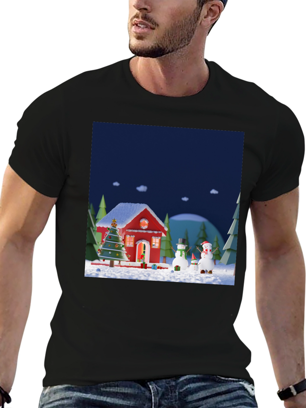 Festive Christmas T-Shirt with Holiday Scene