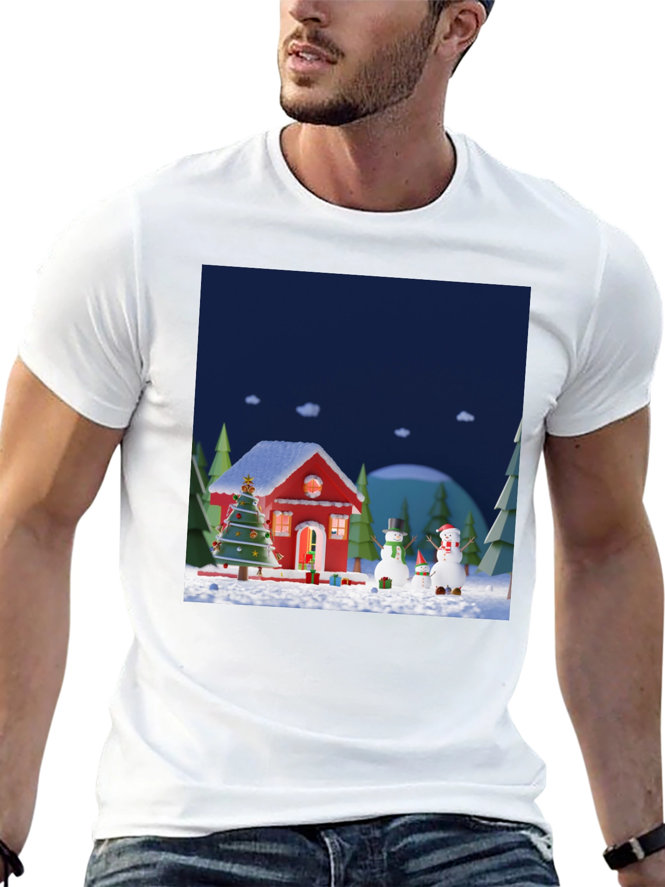 Festive Christmas T-Shirt with Holiday Scene