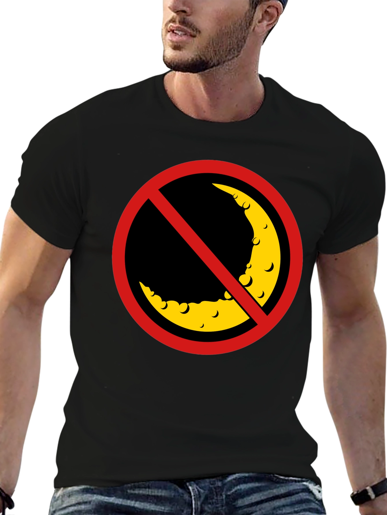 No Moon Zone Graphic Tee - Black Cotton Comfort
