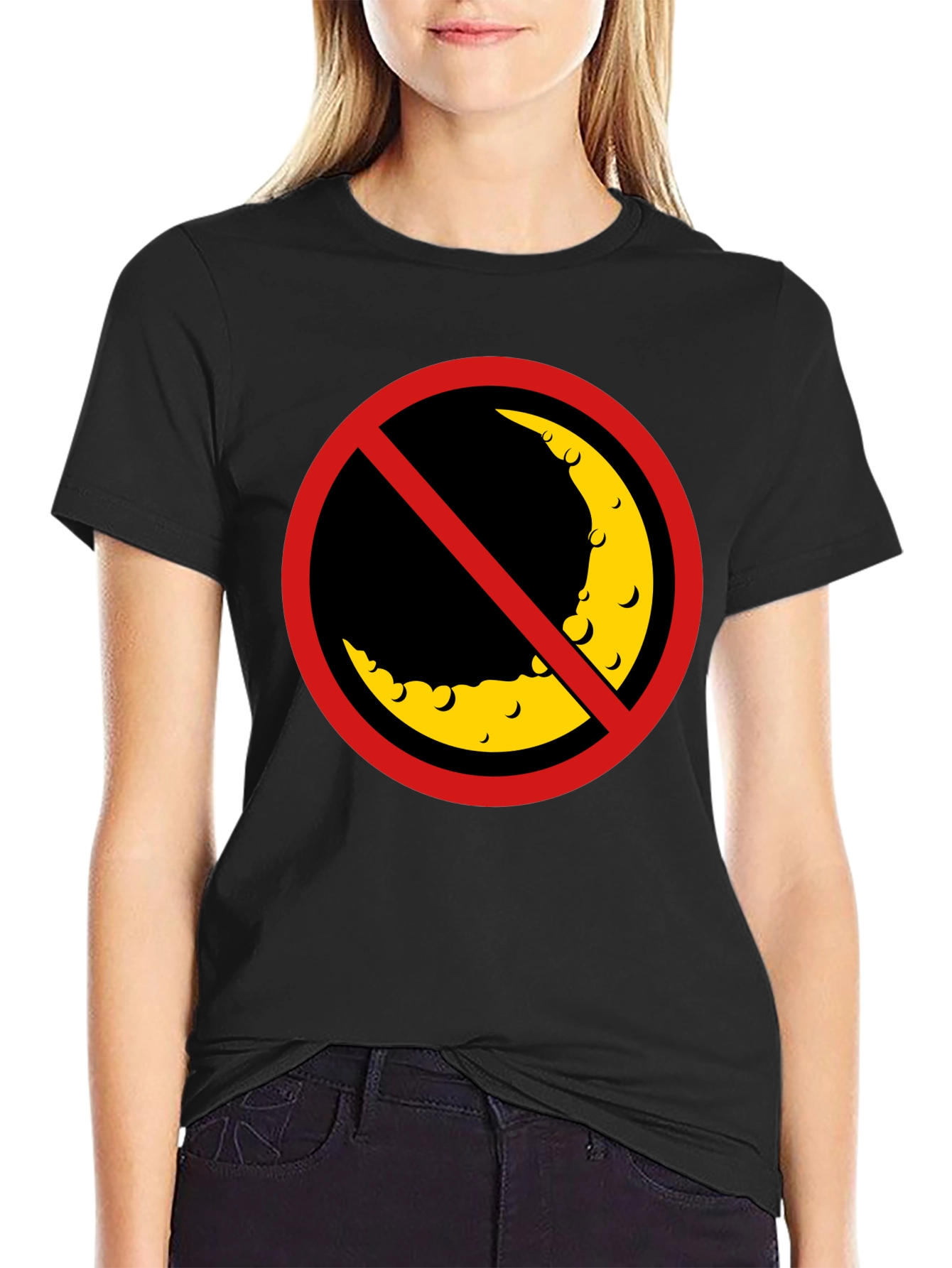 No Moon Zone Graphic Tee - Black Cotton Comfort