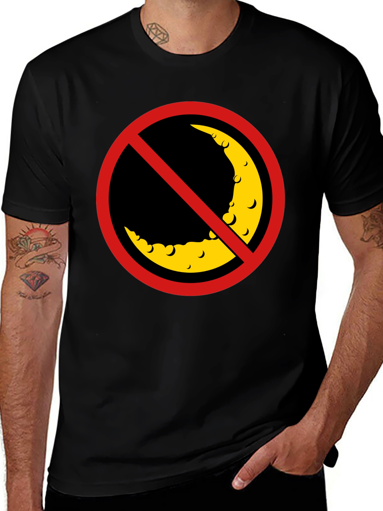 No Moon Zone Graphic Tee - Black Cotton Comfort